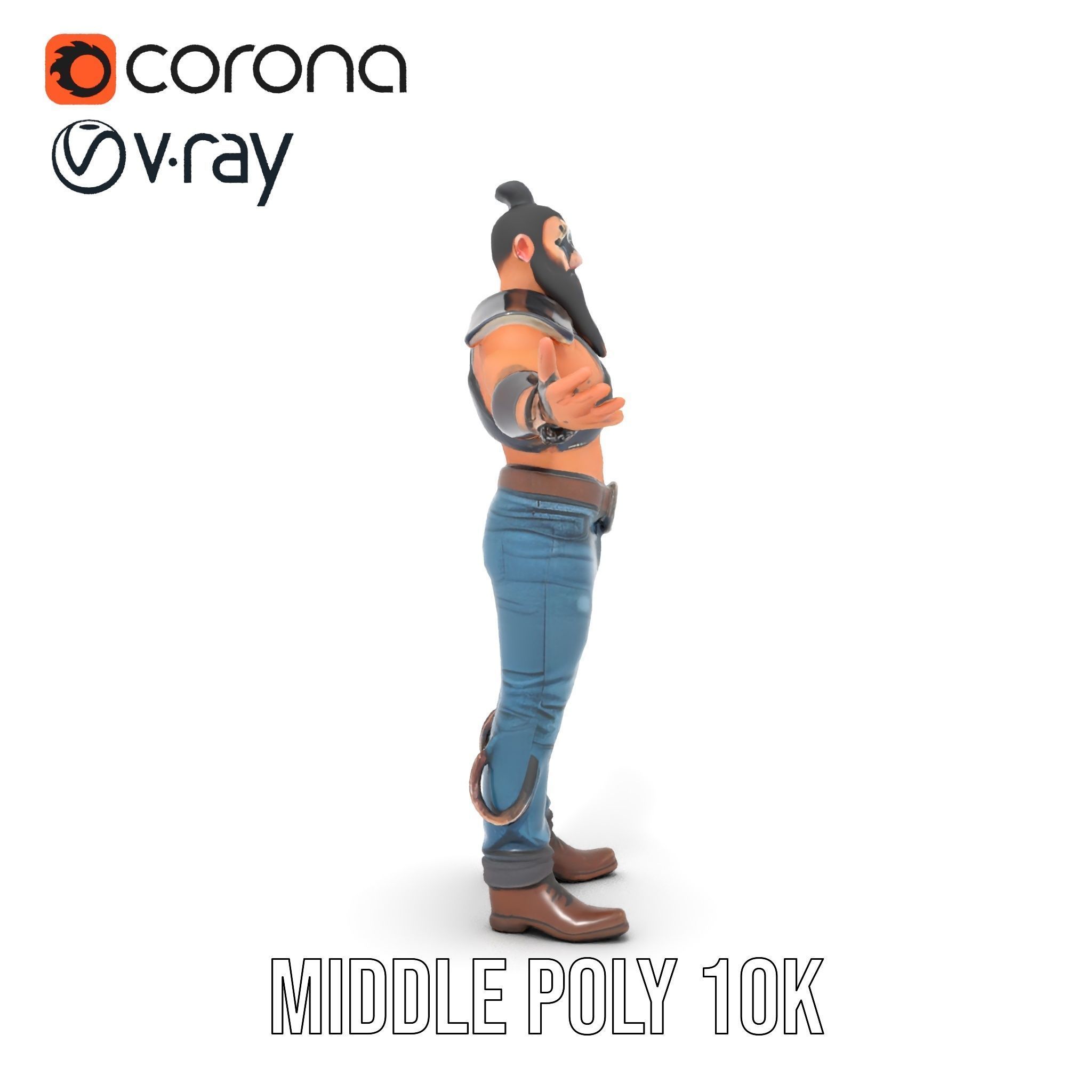 Warrior Bearded Gladiator Rigged and Animated D Character Model Low-poly 3D model_15