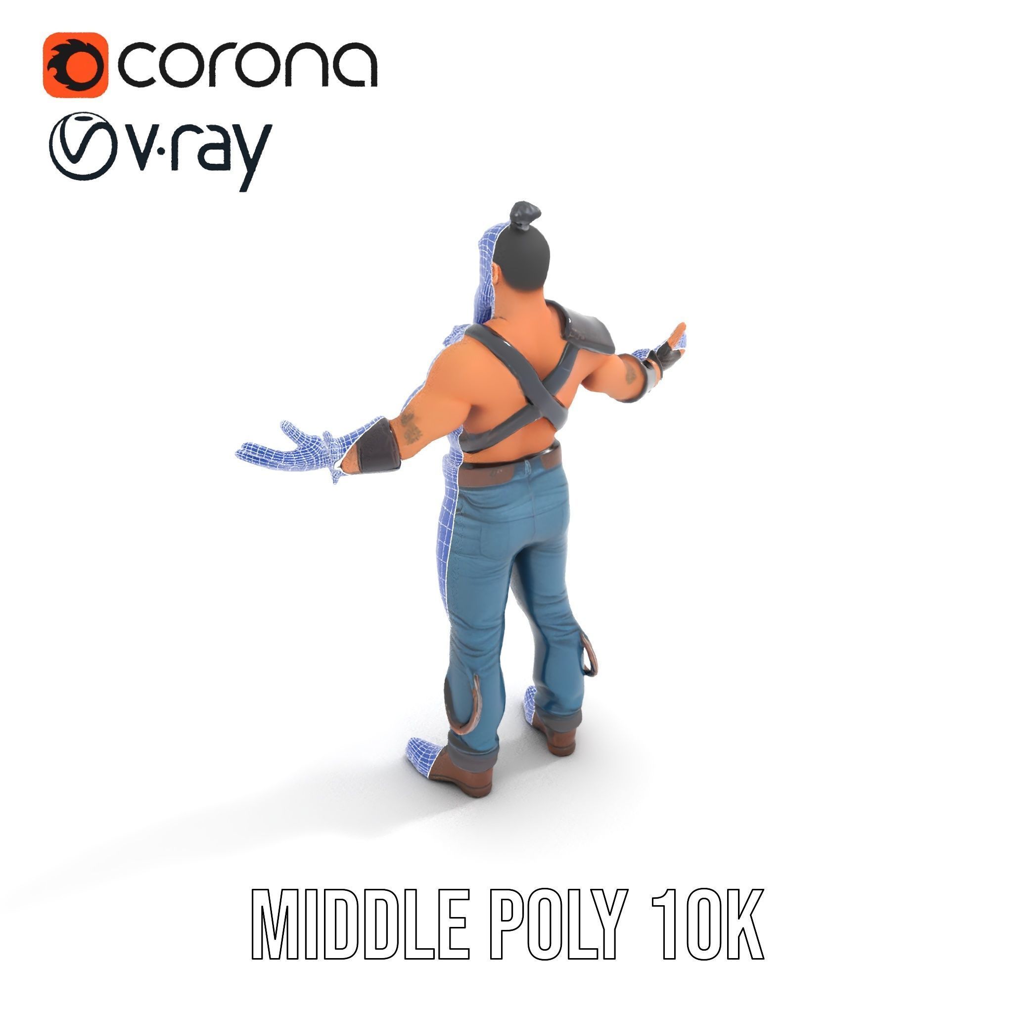 Warrior Bearded Gladiator Rigged and Animated D Character Model Low-poly 3D model_35