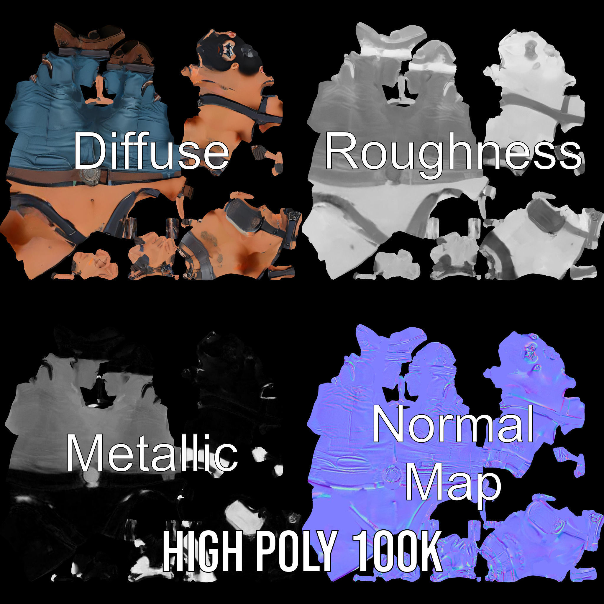 Warrior Bearded Gladiator Rigged and Animated D Character Model Low-poly 3D model_4