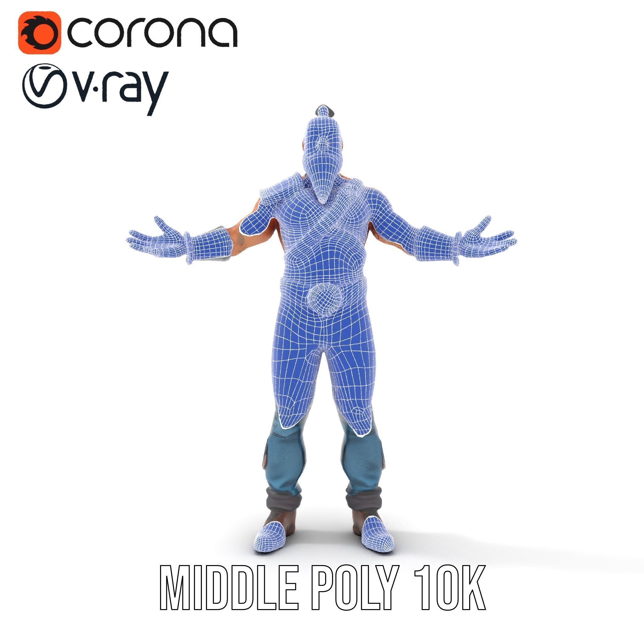 Warrior Bearded Gladiator Rigged and Animated D Character Model Low-poly 3D model_30