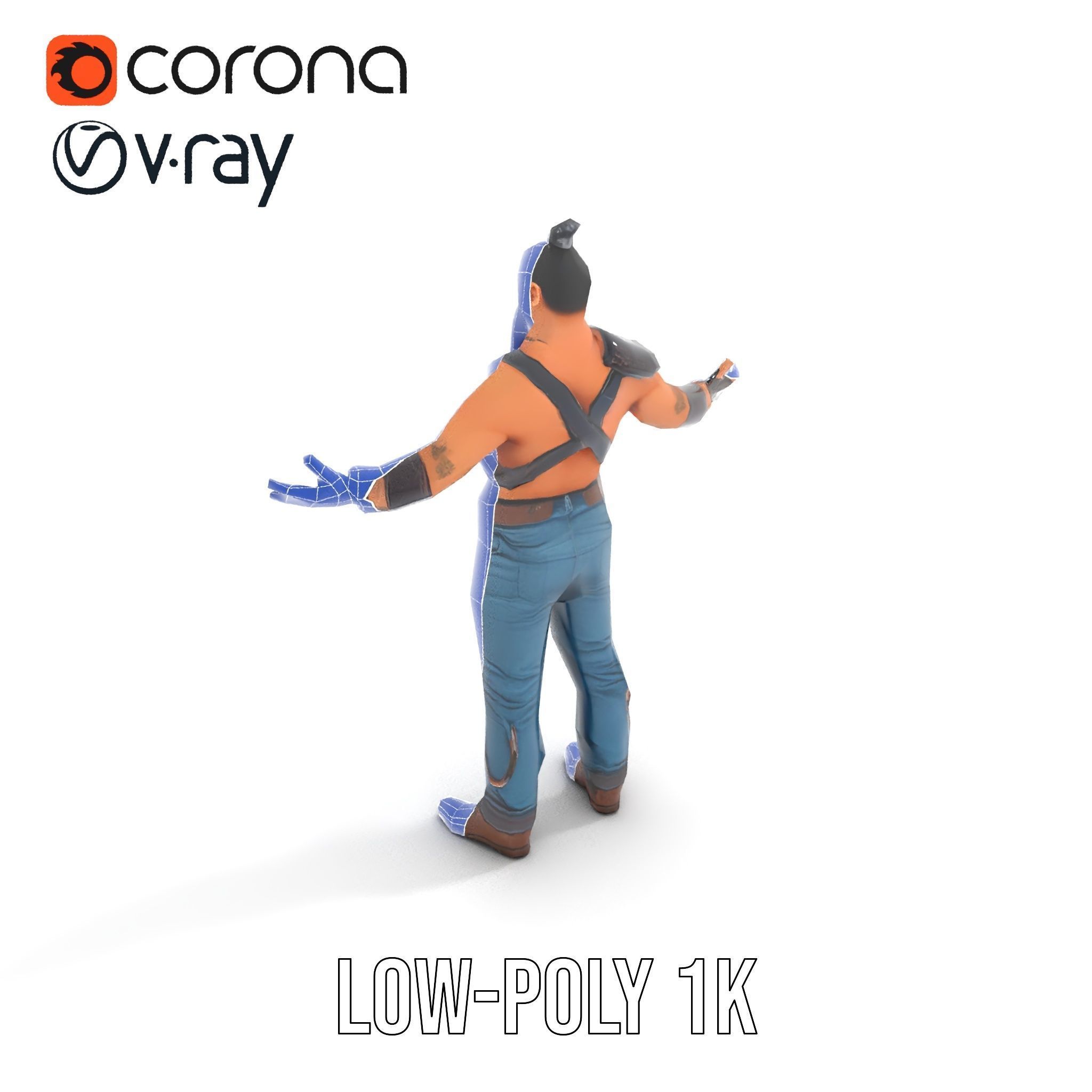 Warrior Bearded Gladiator Rigged and Animated D Character Model Low-poly 3D model_11