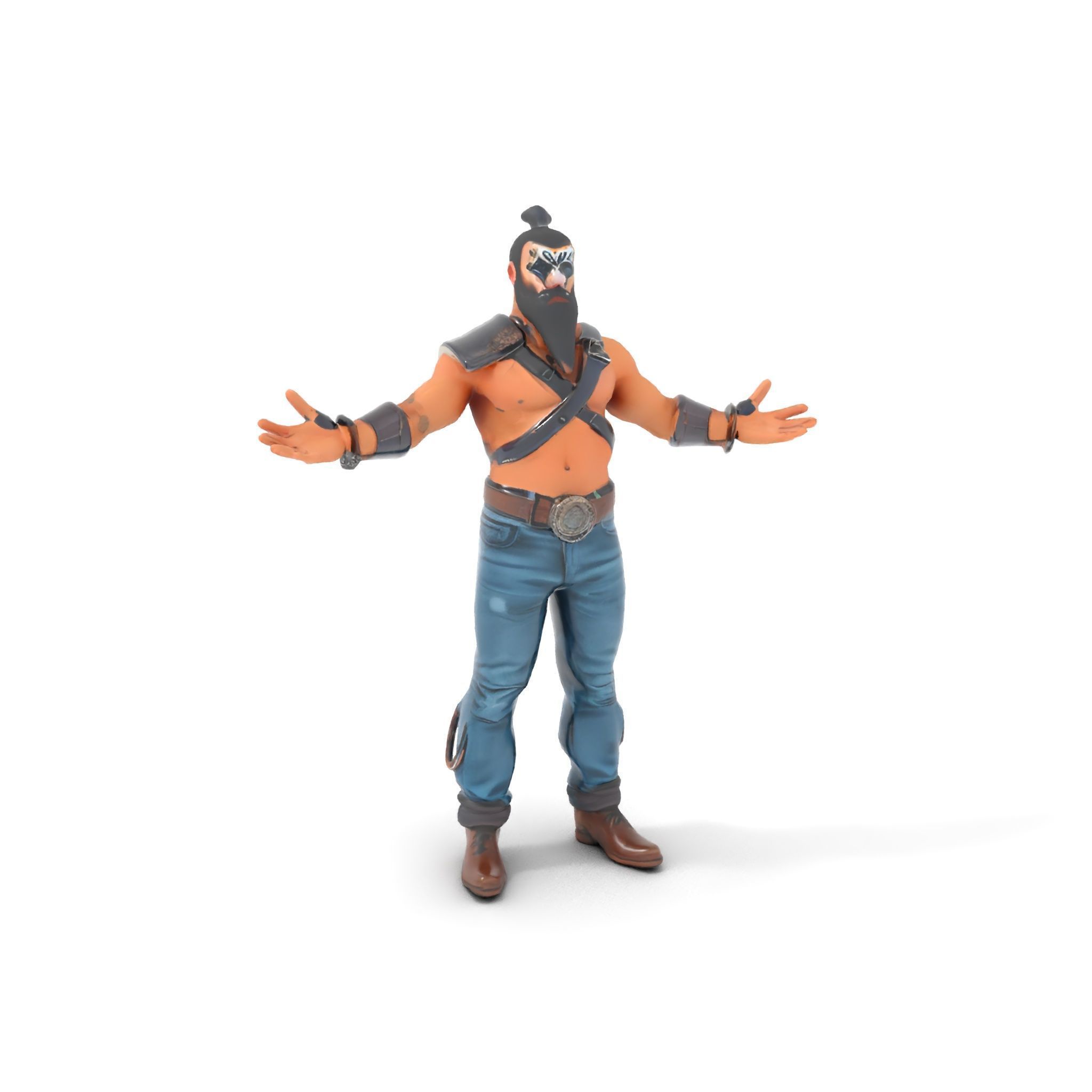Warrior Bearded Gladiator Rigged and Animated D Character Model Low-poly 3D model_13