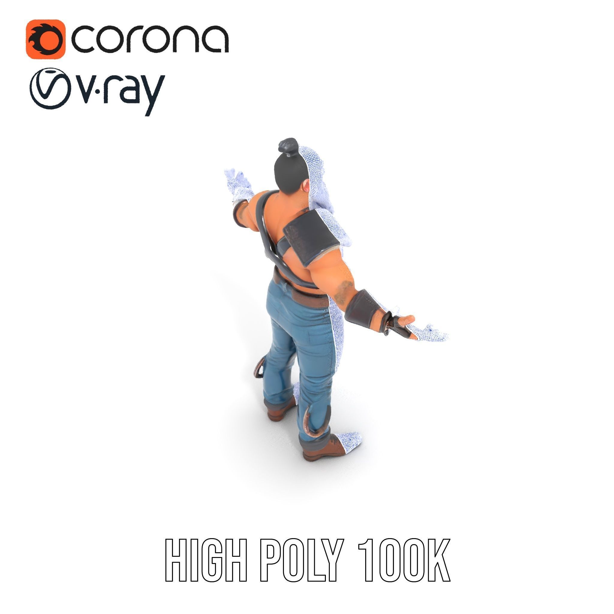 Warrior Bearded Gladiator Rigged and Animated D Character Model Low-poly 3D model_34