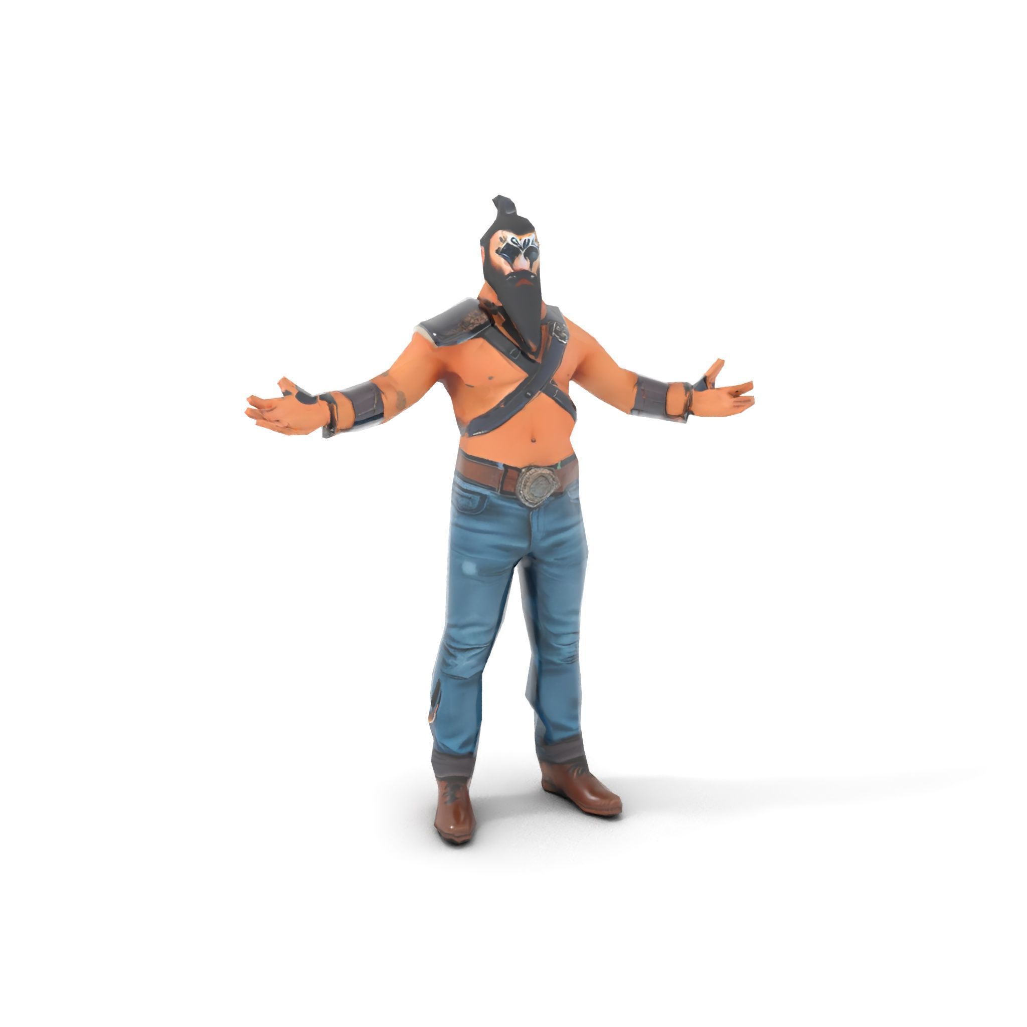 Warrior Bearded Gladiator Rigged and Animated D Character Model Low-poly 3D model_9