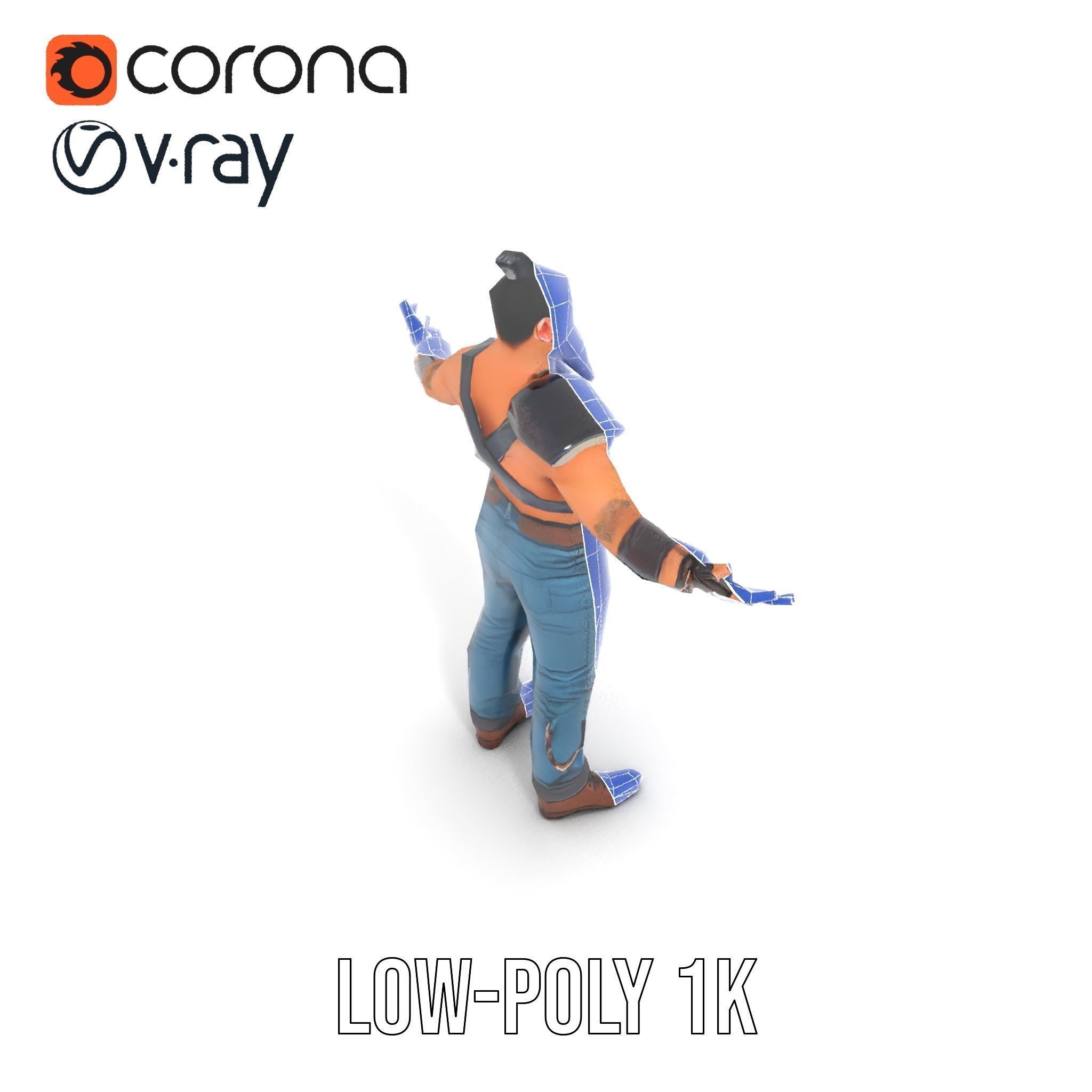 Warrior Bearded Gladiator Rigged and Animated D Character Model Low-poly 3D model_19