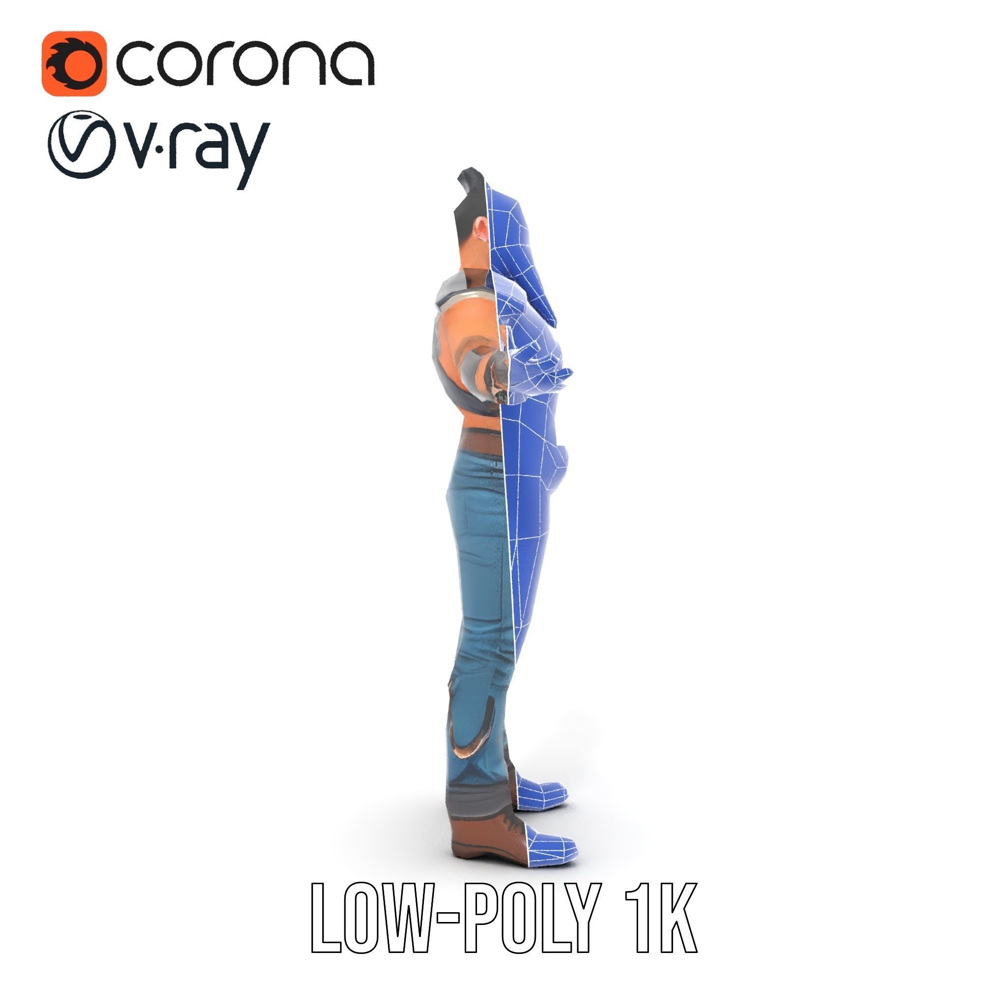 Warrior Bearded Gladiator Rigged and Animated D Character Model Low-poly 3D model_28