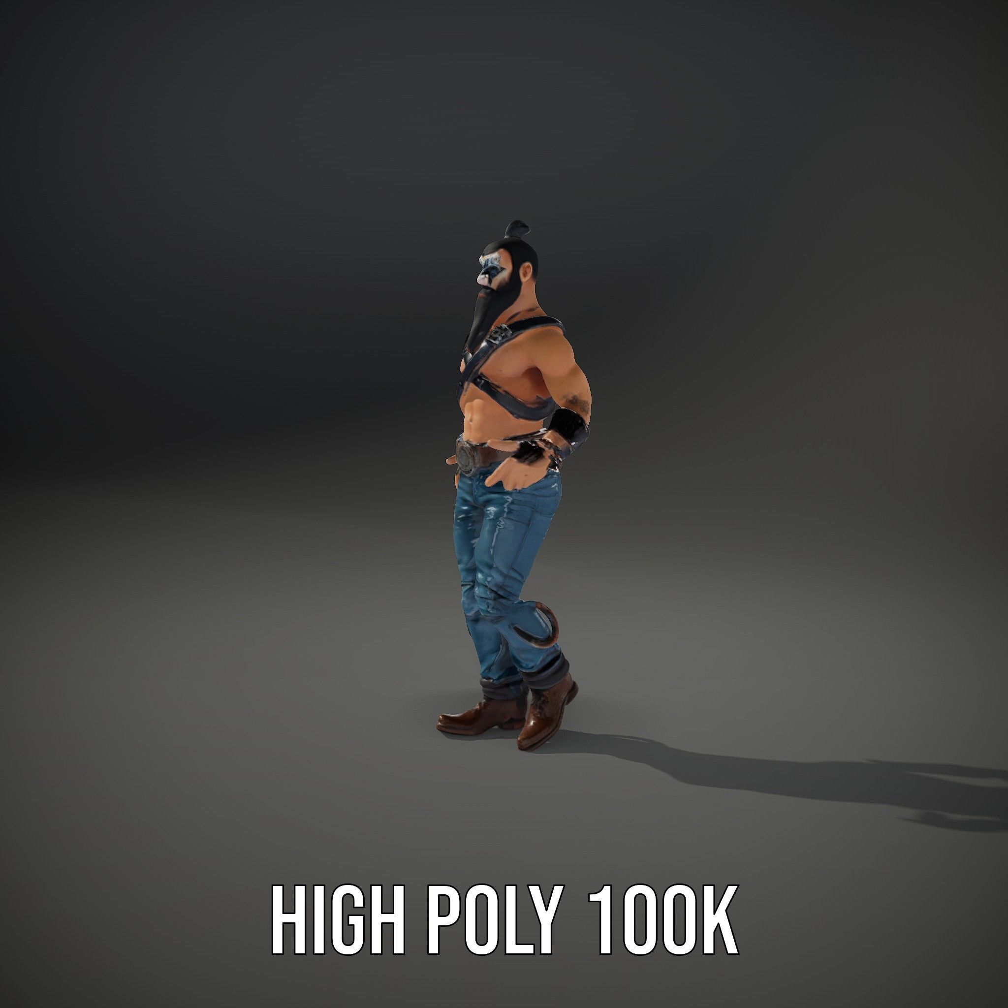 Warrior Bearded Gladiator Rigged and Animated D Character Model Low-poly 3D model_29