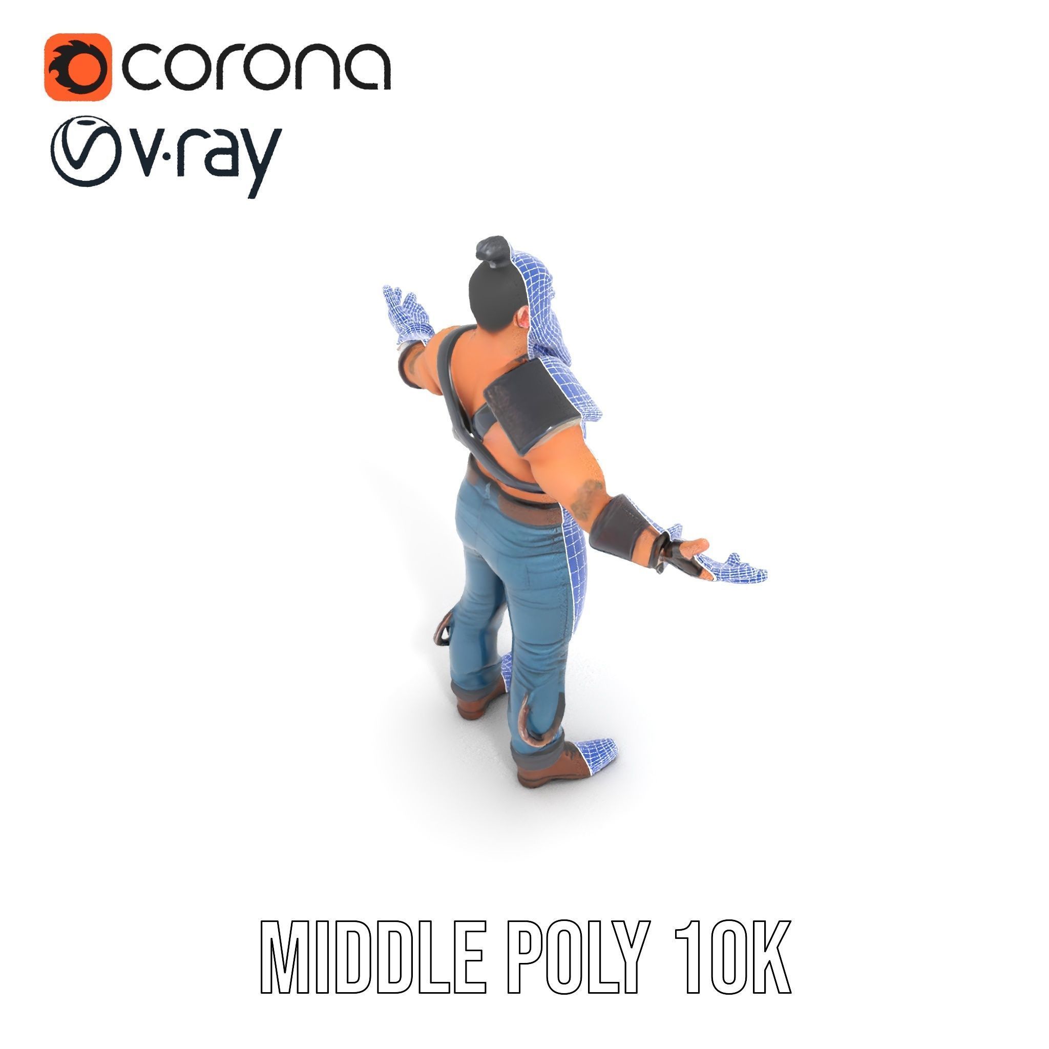 Warrior Bearded Gladiator Rigged and Animated D Character Model Low-poly 3D model_27