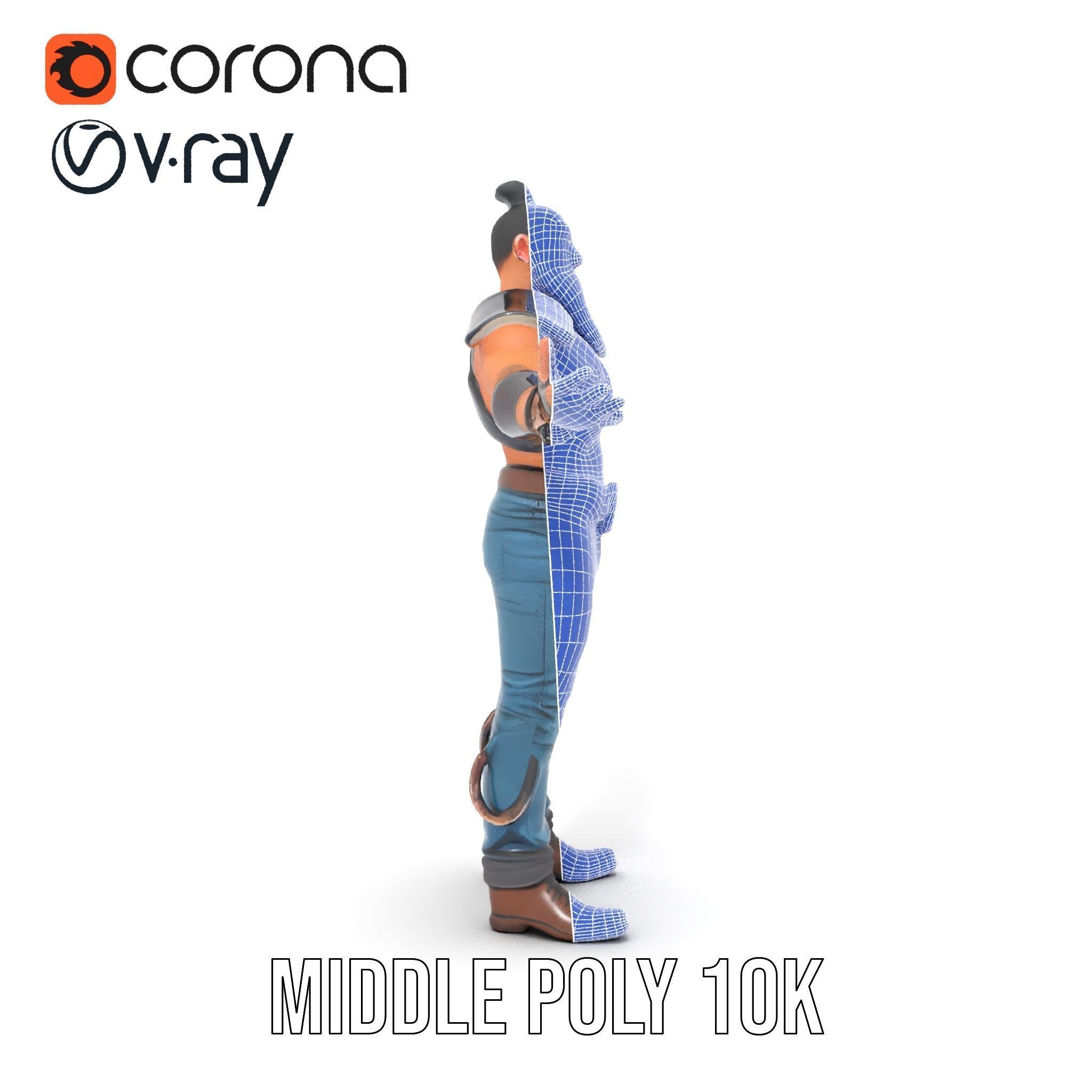 Warrior Bearded Gladiator Rigged and Animated D Character Model Low-poly 3D model_21