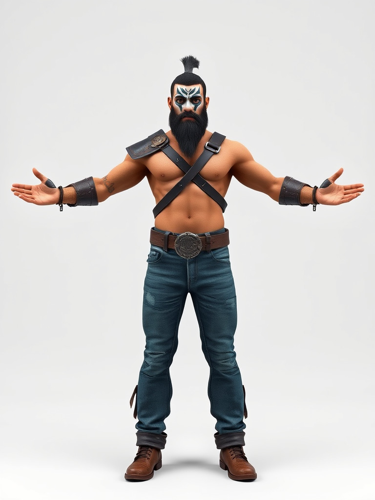 Warrior Bearded Gladiator Rigged and Animated D Character Model Low-poly 3D model_3