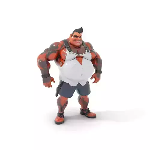 Tattooed Strongman Character Rigged and Animated D Model