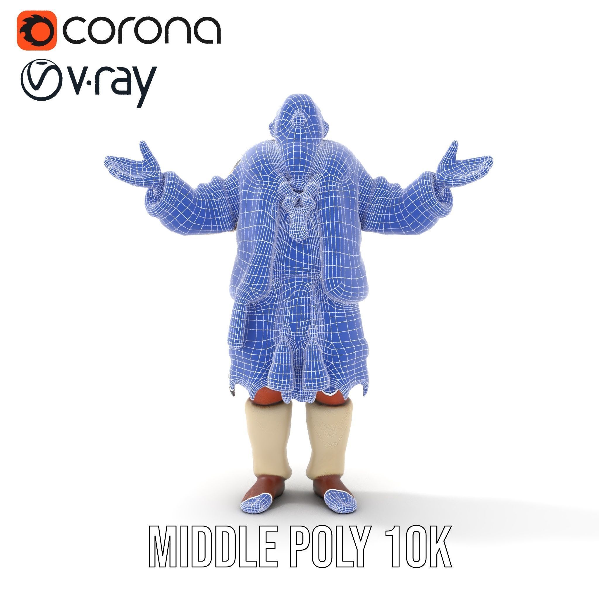 Elderly Shaman Rigged and Animated D Character Model Low-poly 3D model_33