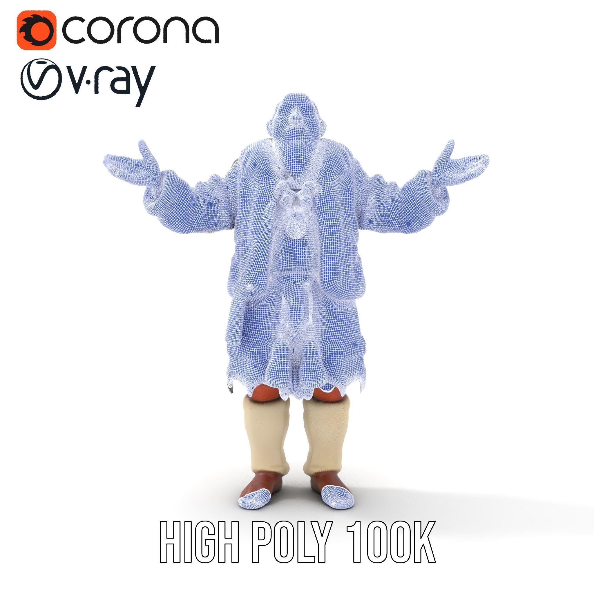 Elderly Shaman Rigged and Animated D Character Model Low-poly 3D model_21