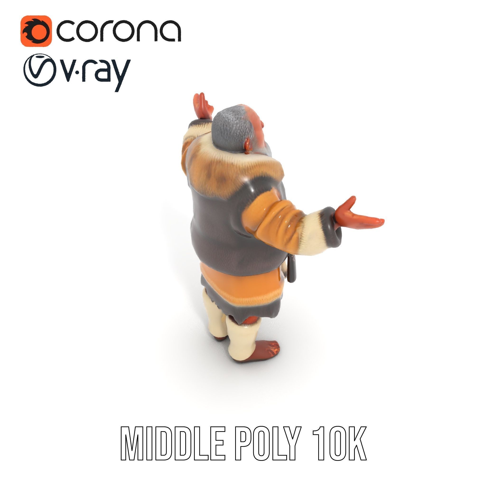 Elderly Shaman Rigged and Animated D Character Model Low-poly 3D model_25