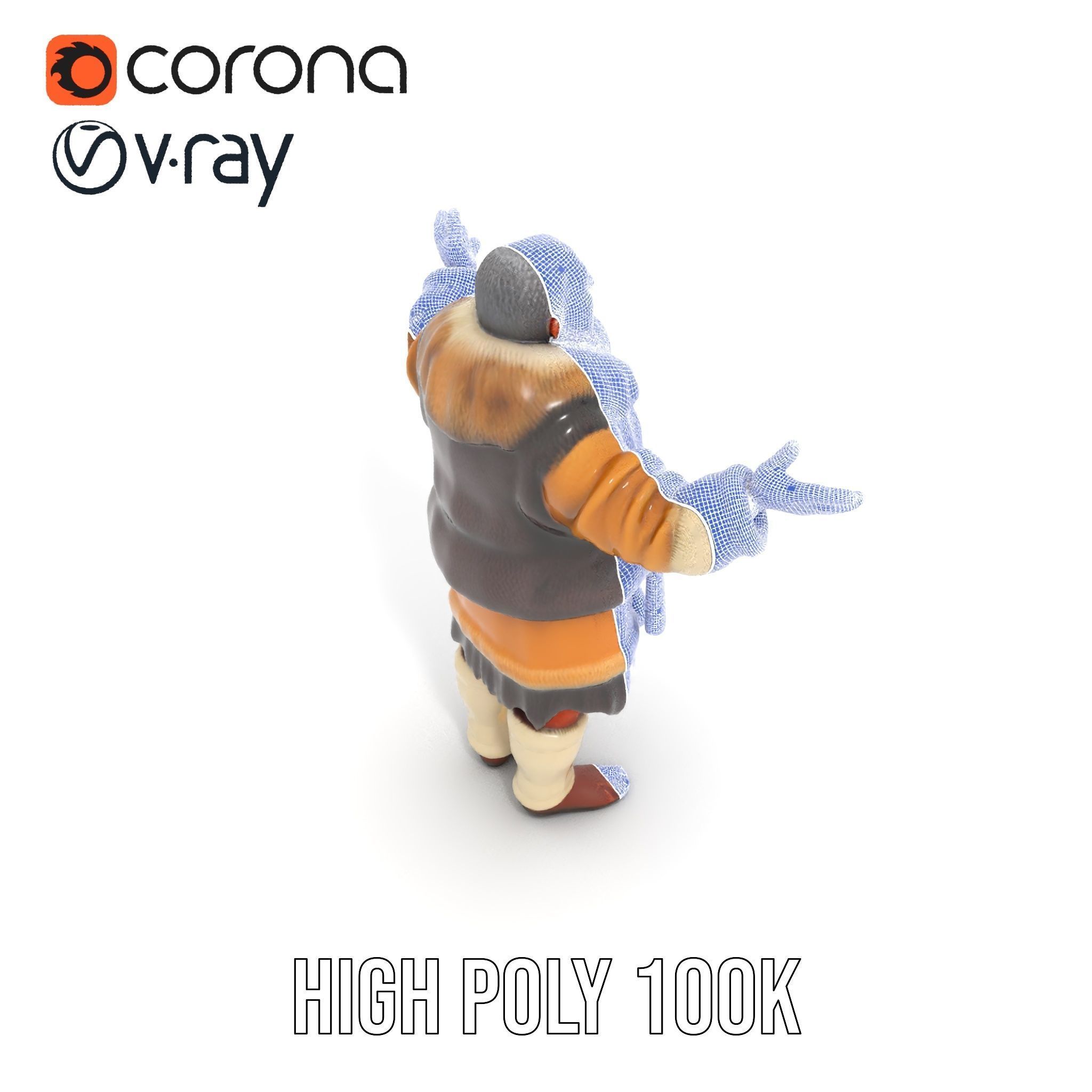 Elderly Shaman Rigged and Animated D Character Model Low-poly 3D model_27