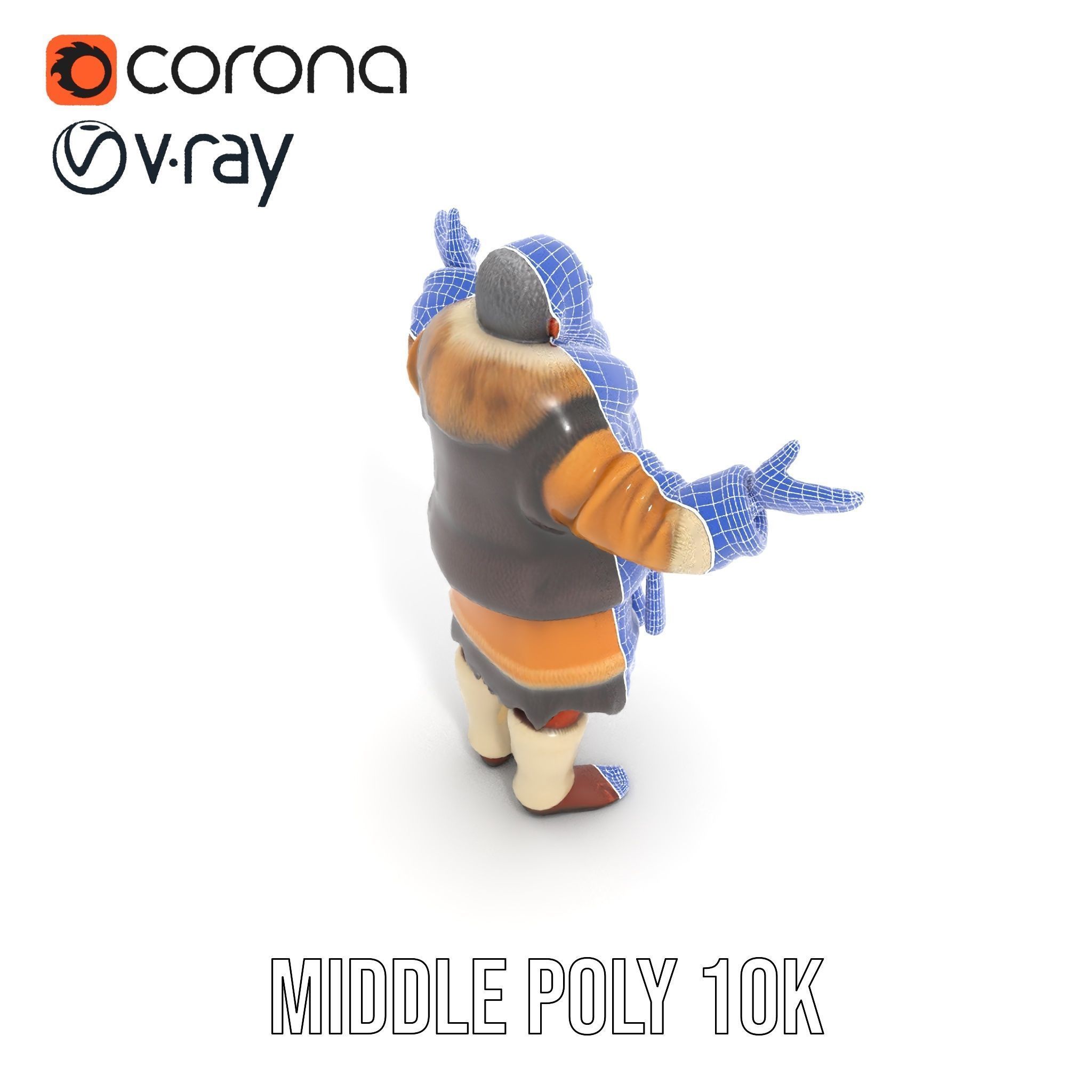 Elderly Shaman Rigged and Animated D Character Model Low-poly 3D model_28