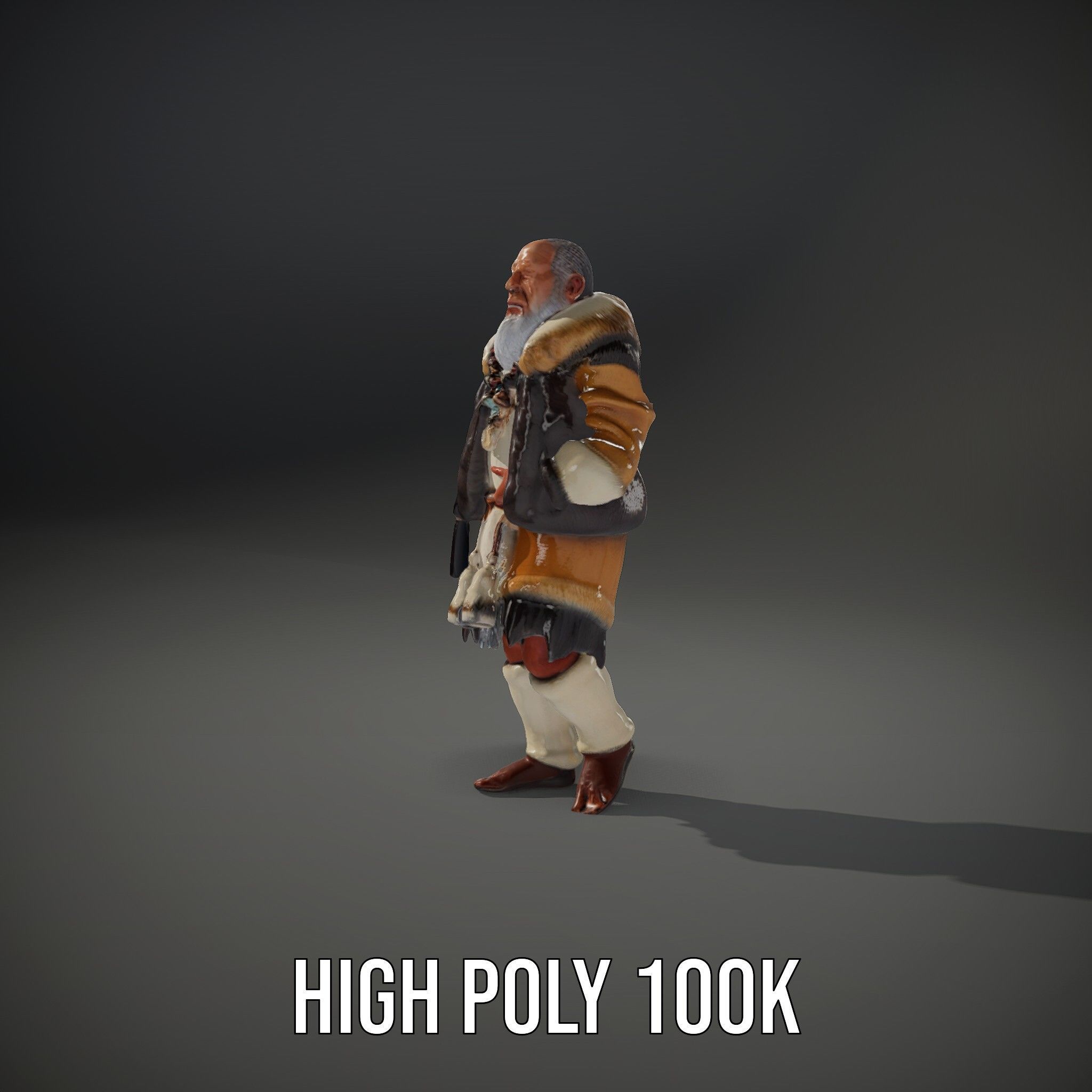 Elderly Shaman Rigged and Animated D Character Model Low-poly 3D model_36