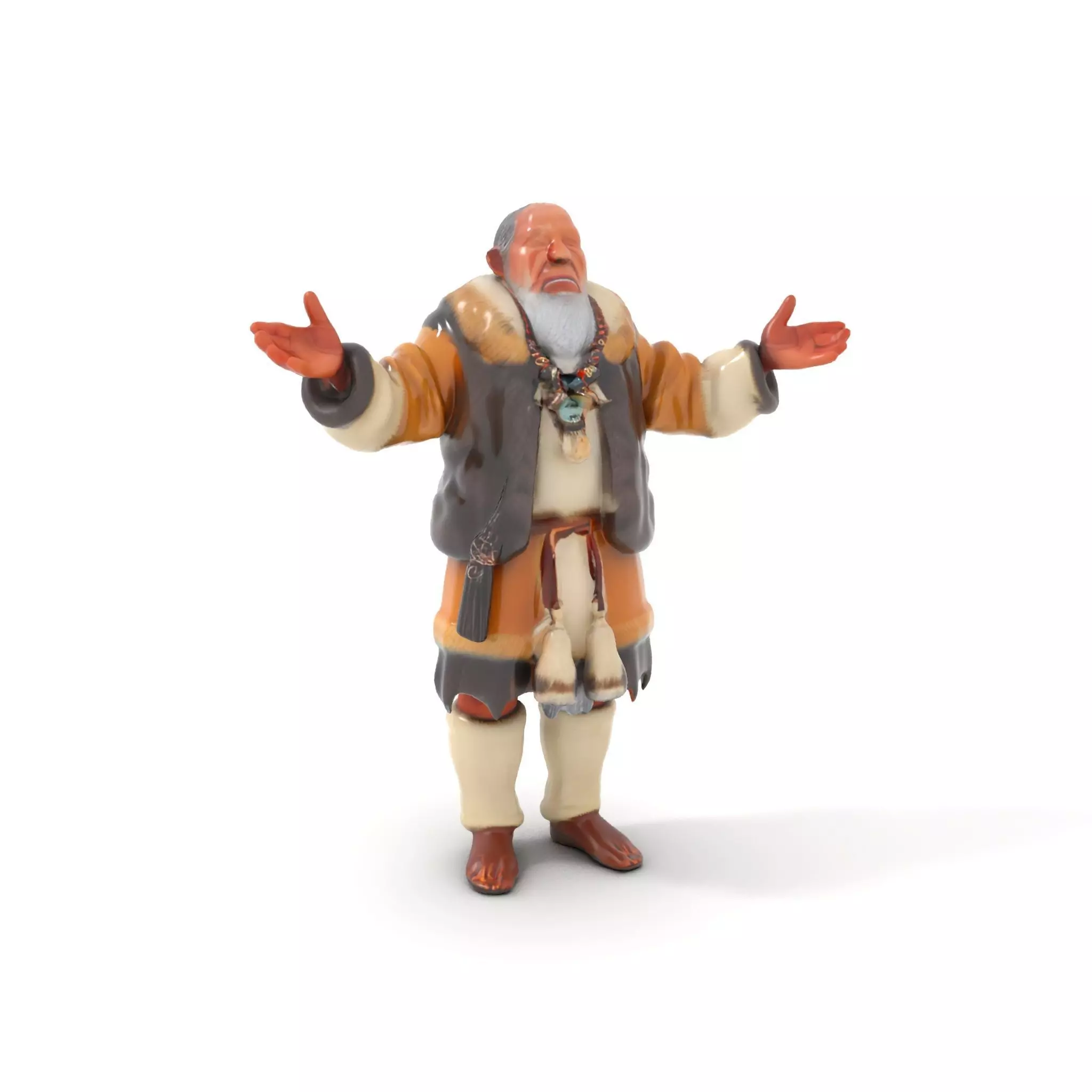 Elderly Shaman Rigged and Animated D Character Model Low-poly 3D model_0