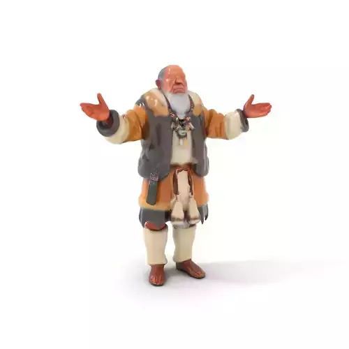 Elderly Shaman Rigged and Animated D Character Model Low-poly 3D model