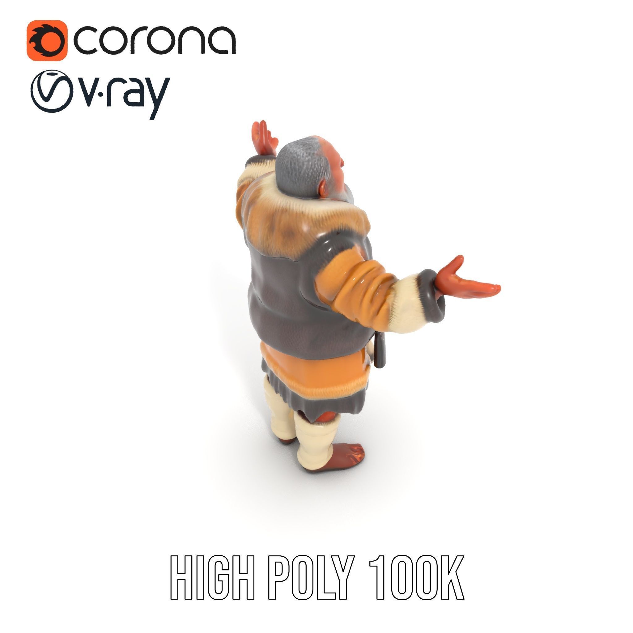 Elderly Shaman Rigged and Animated D Character Model Low-poly 3D model_15