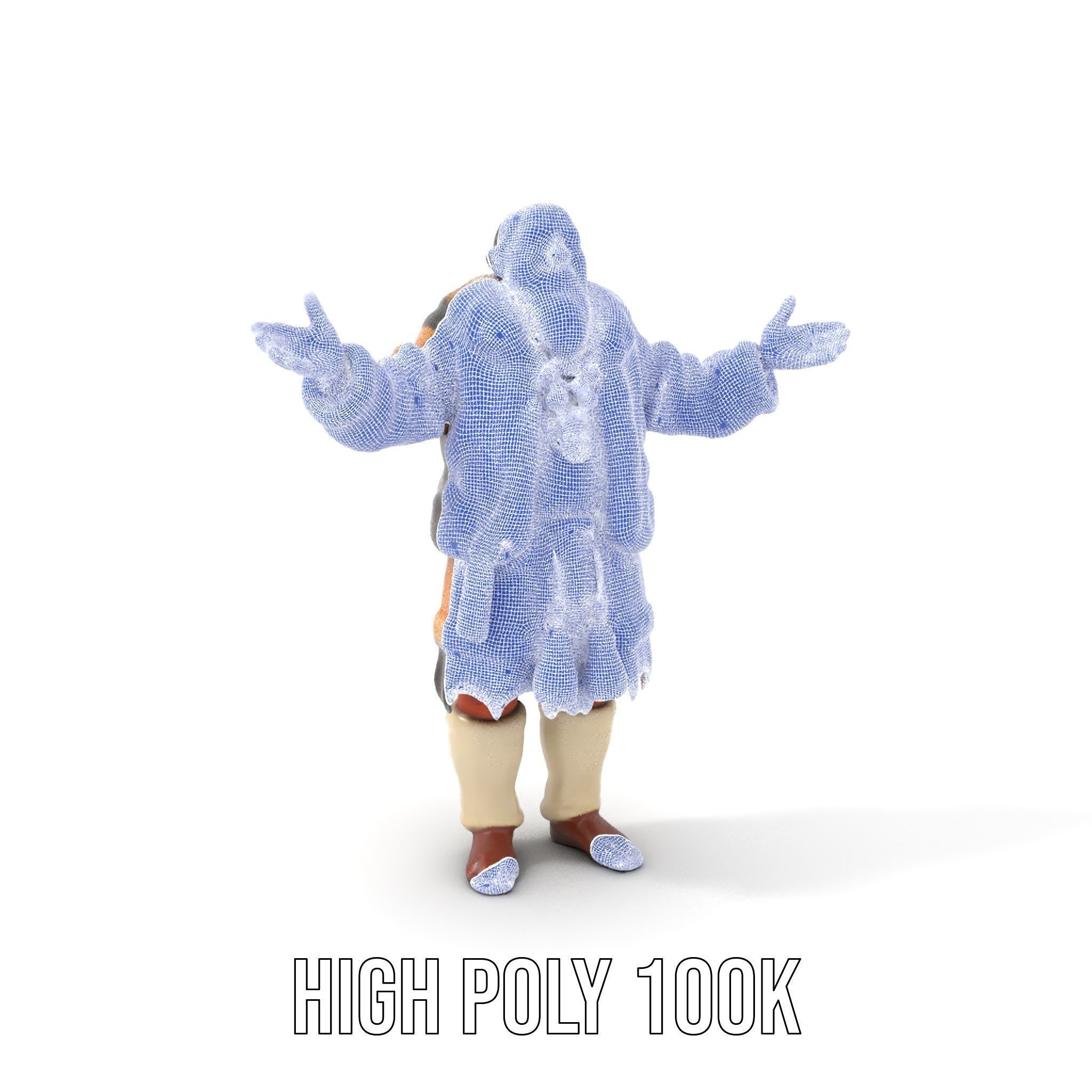 Elderly Shaman Rigged and Animated D Character Model Low-poly 3D model_5