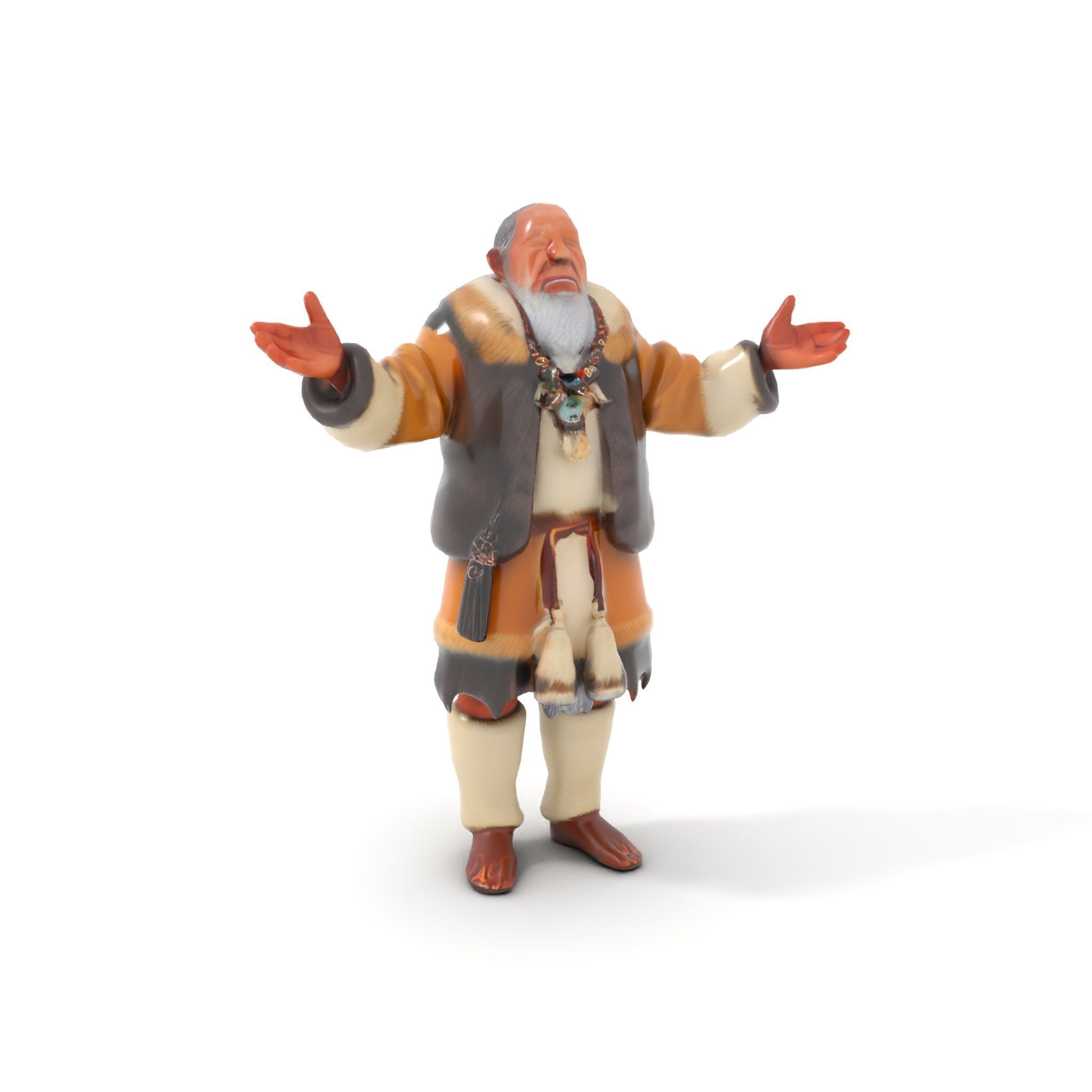 Elderly Shaman Rigged and Animated D Character Model Low-poly 3D model_7