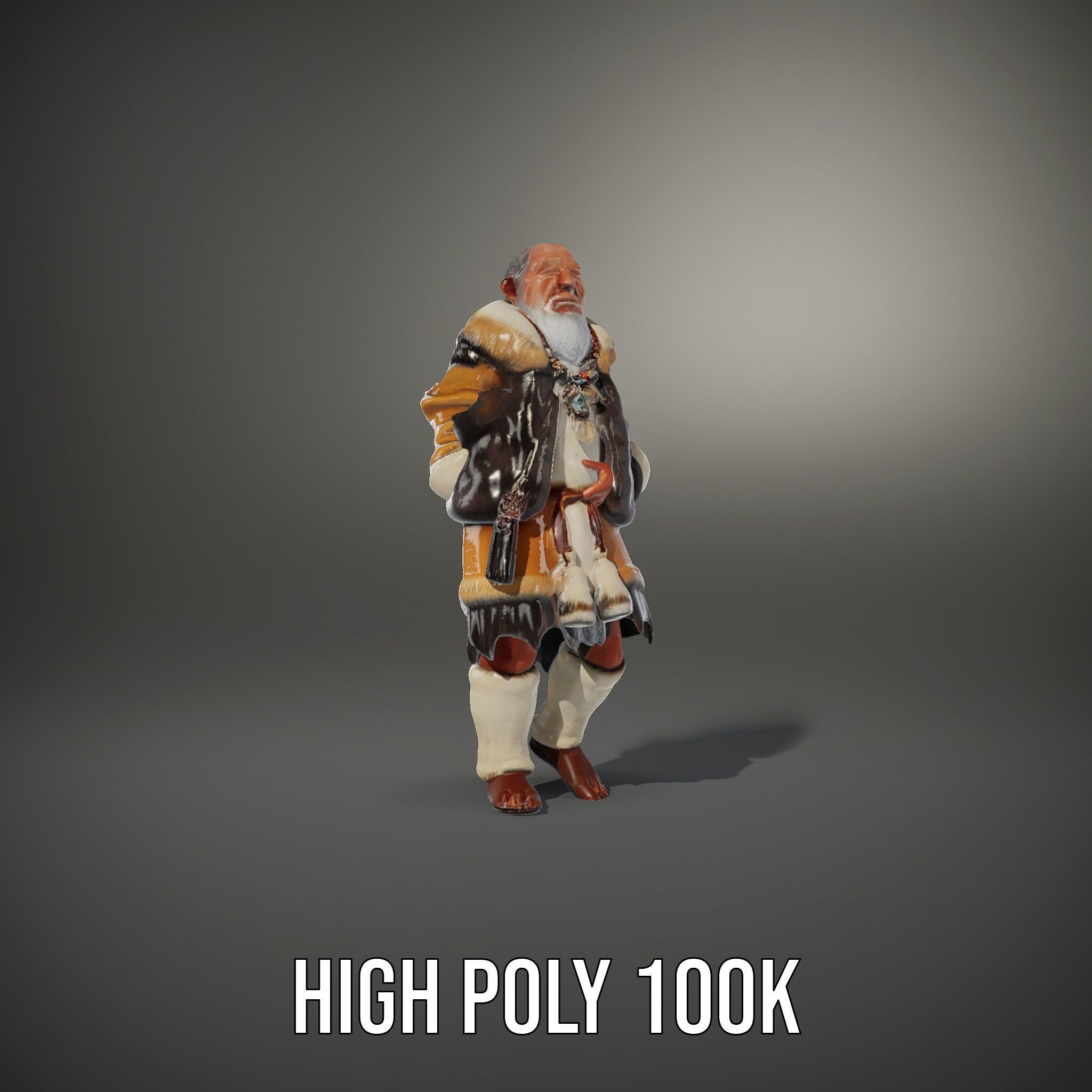 Elderly Shaman Rigged and Animated D Character Model Low-poly 3D model_37