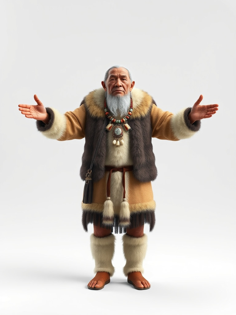 Elderly Shaman Rigged and Animated D Character Model Low-poly 3D model_3