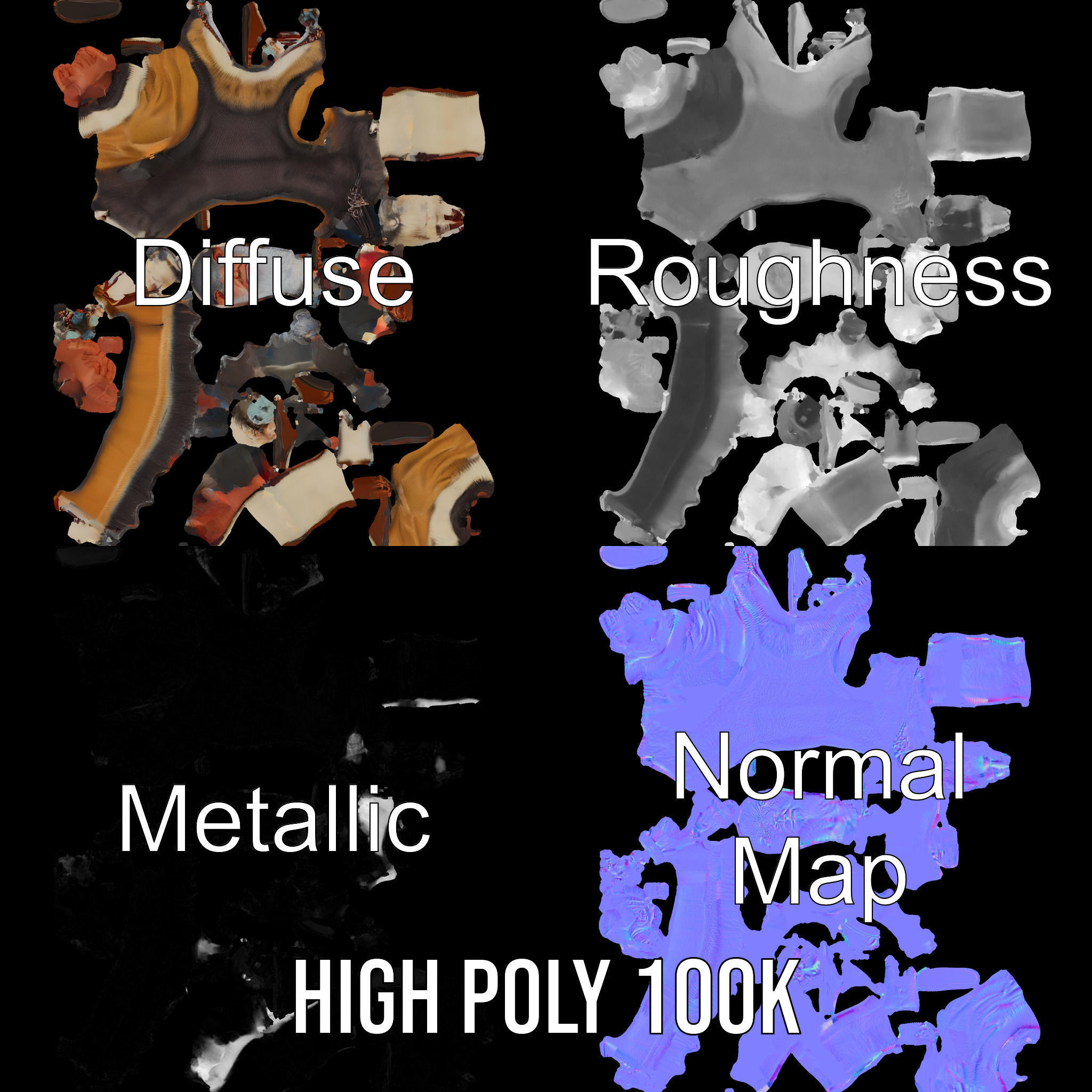 Elderly Shaman Rigged and Animated D Character Model Low-poly 3D model_4