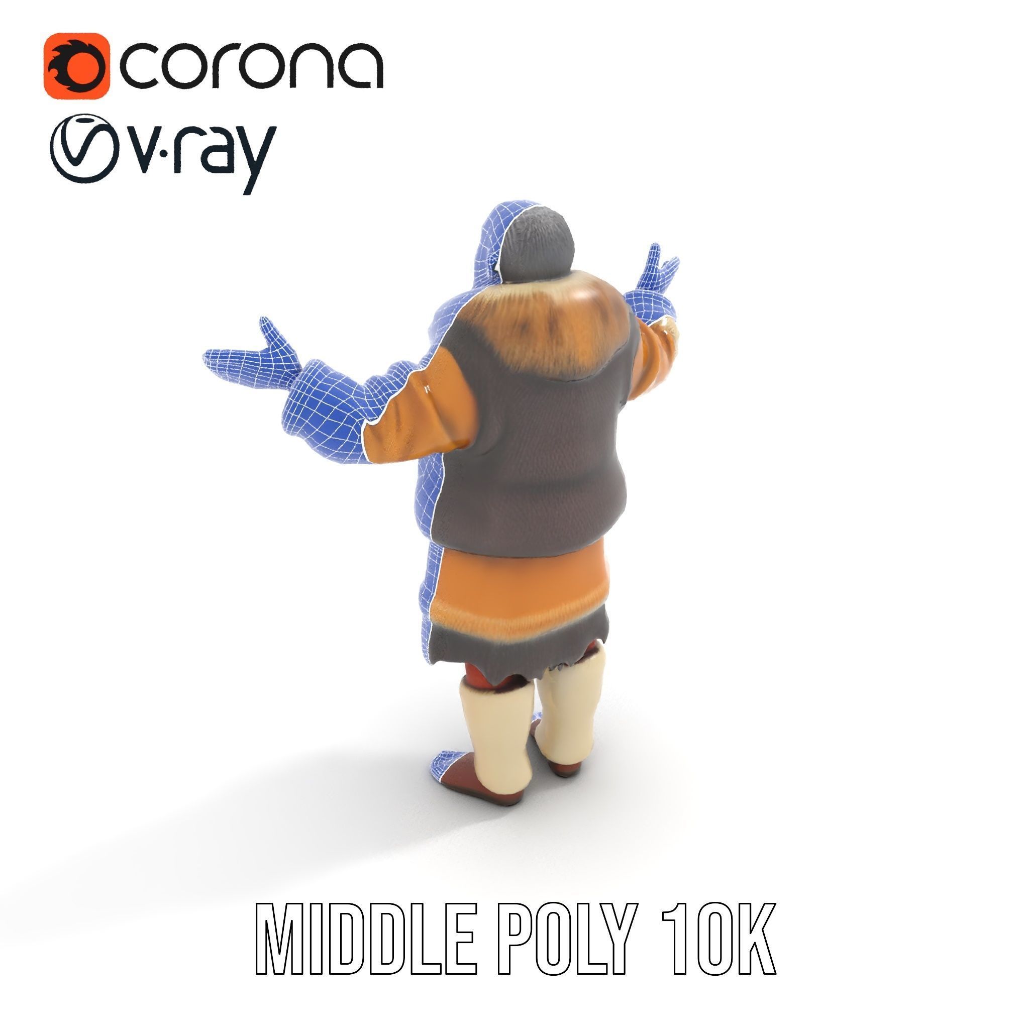 Elderly Shaman Rigged and Animated D Character Model Low-poly 3D model_35
