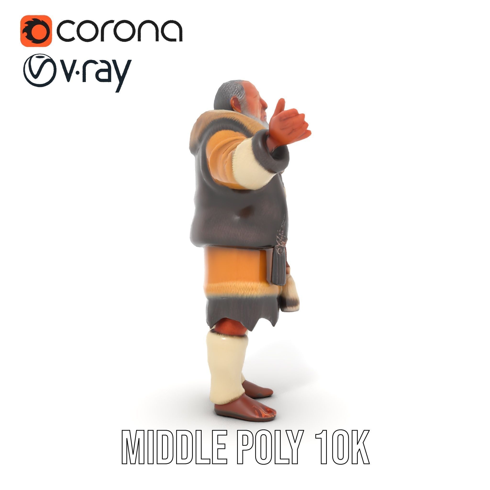Elderly Shaman Rigged and Animated D Character Model Low-poly 3D model_31