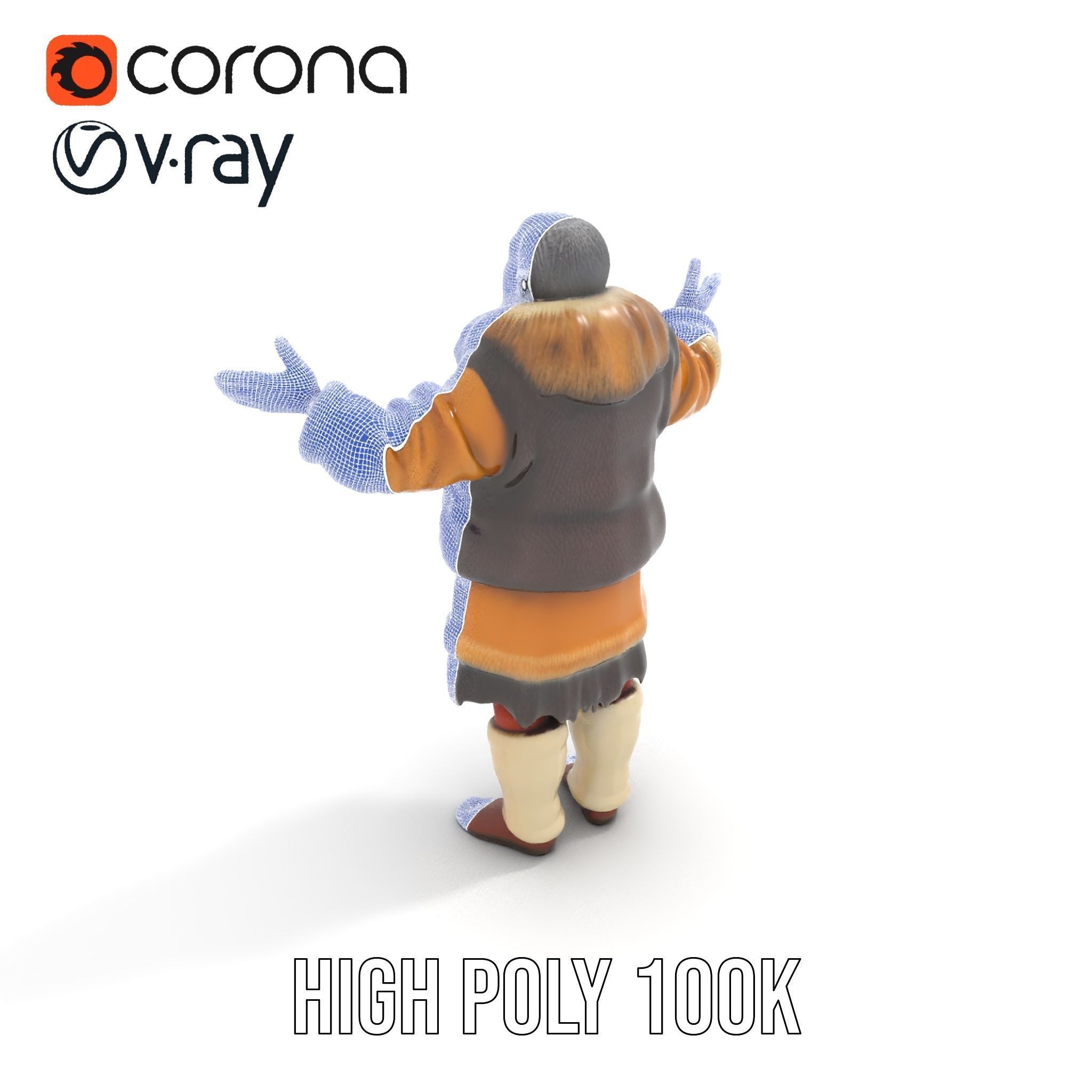 Elderly Shaman Rigged and Animated D Character Model Low-poly 3D model_30
