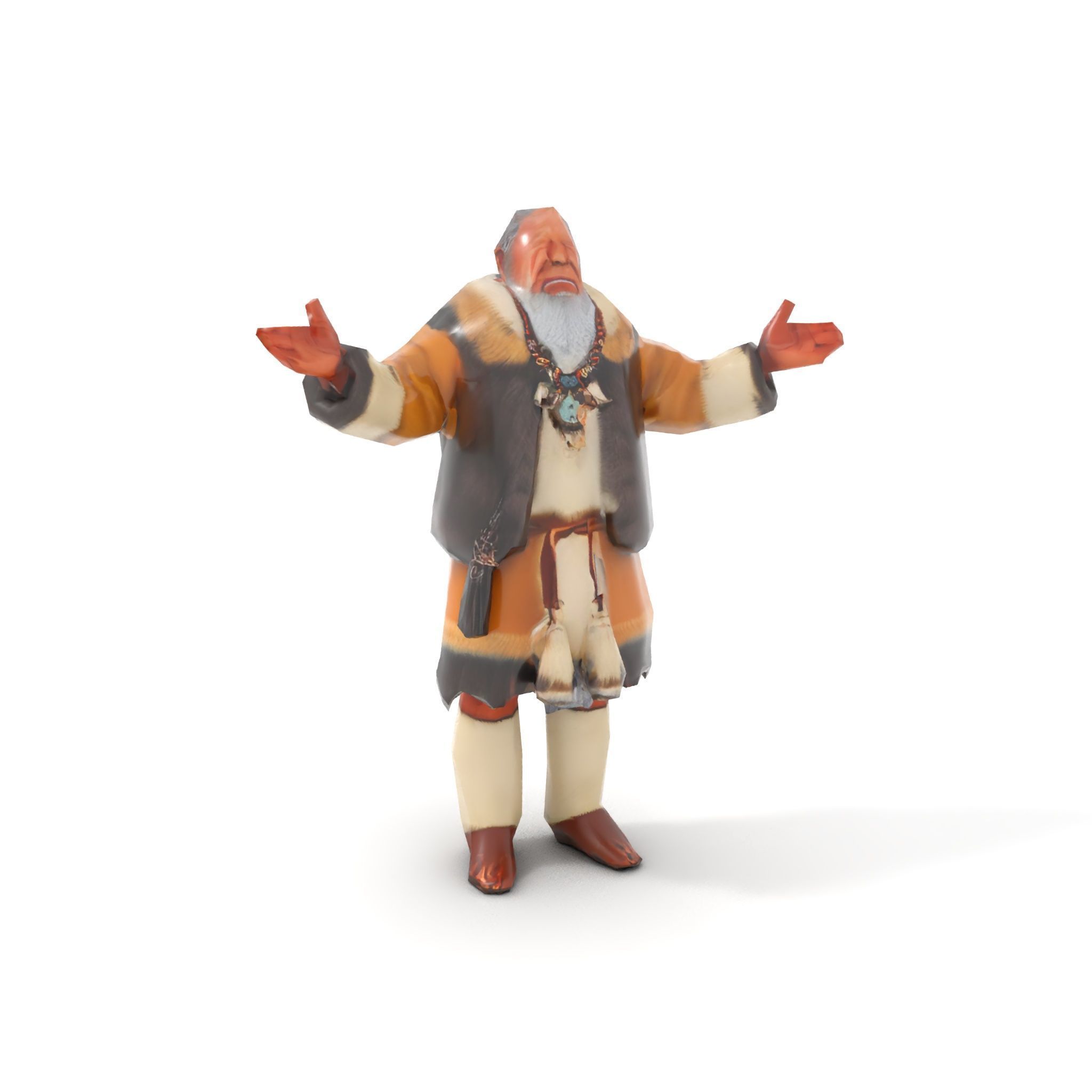 Elderly Shaman Rigged and Animated D Character Model Low-poly 3D model_29