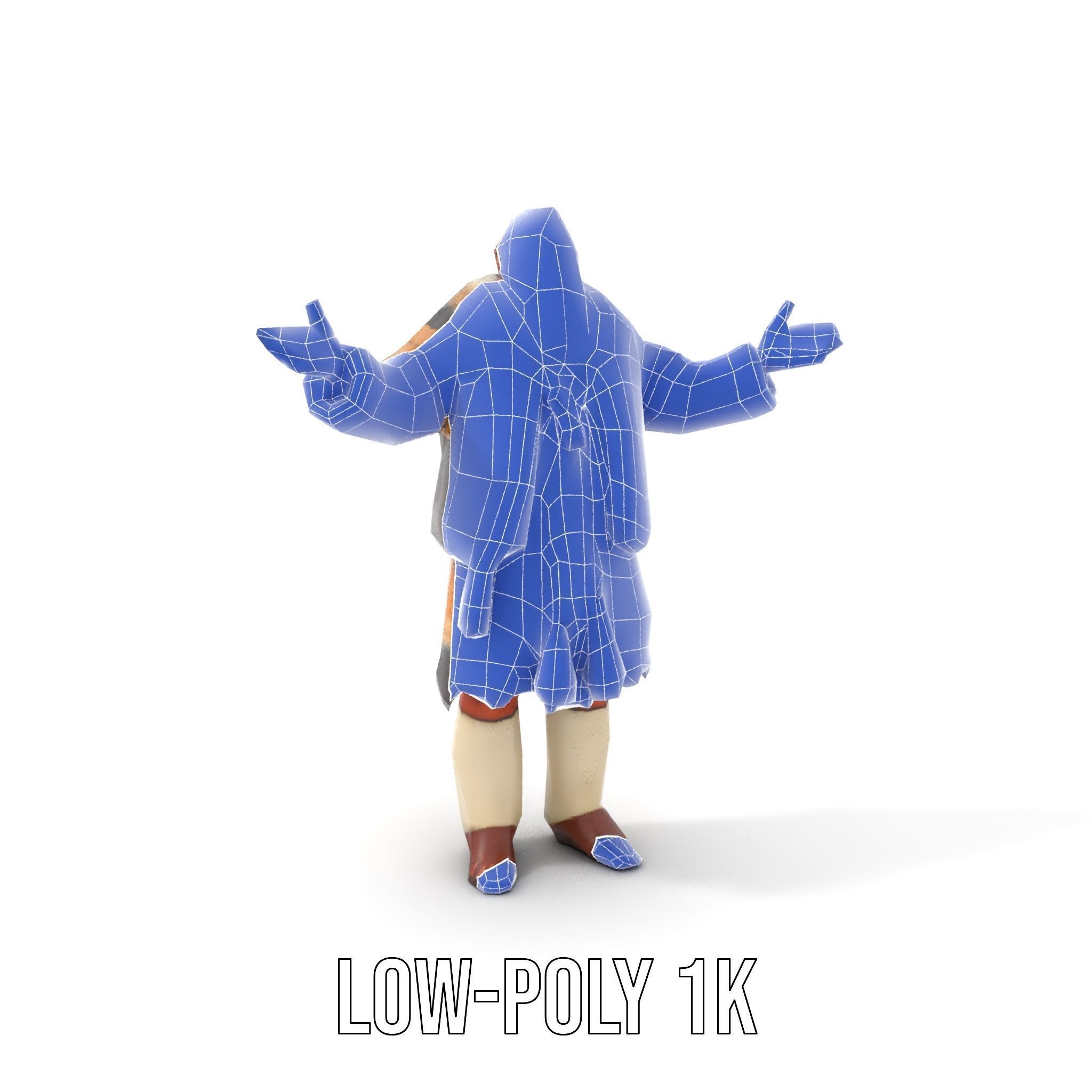 Elderly Shaman Rigged and Animated D Character Model Low-poly 3D model_20