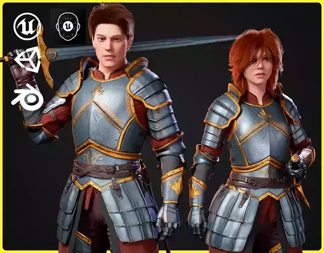 Modular Fantasy Character 01 - Knight Low-poly 3D model
