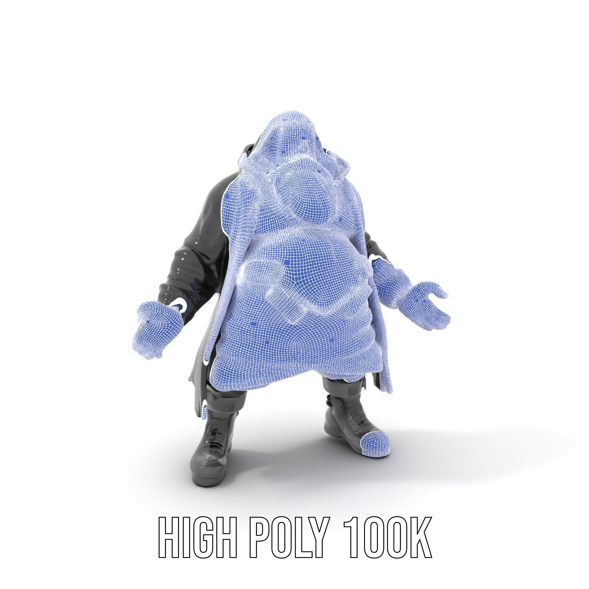 Rigged and Animated Heavyset Hooded Character Model with Beard Low-poly 3D model_5