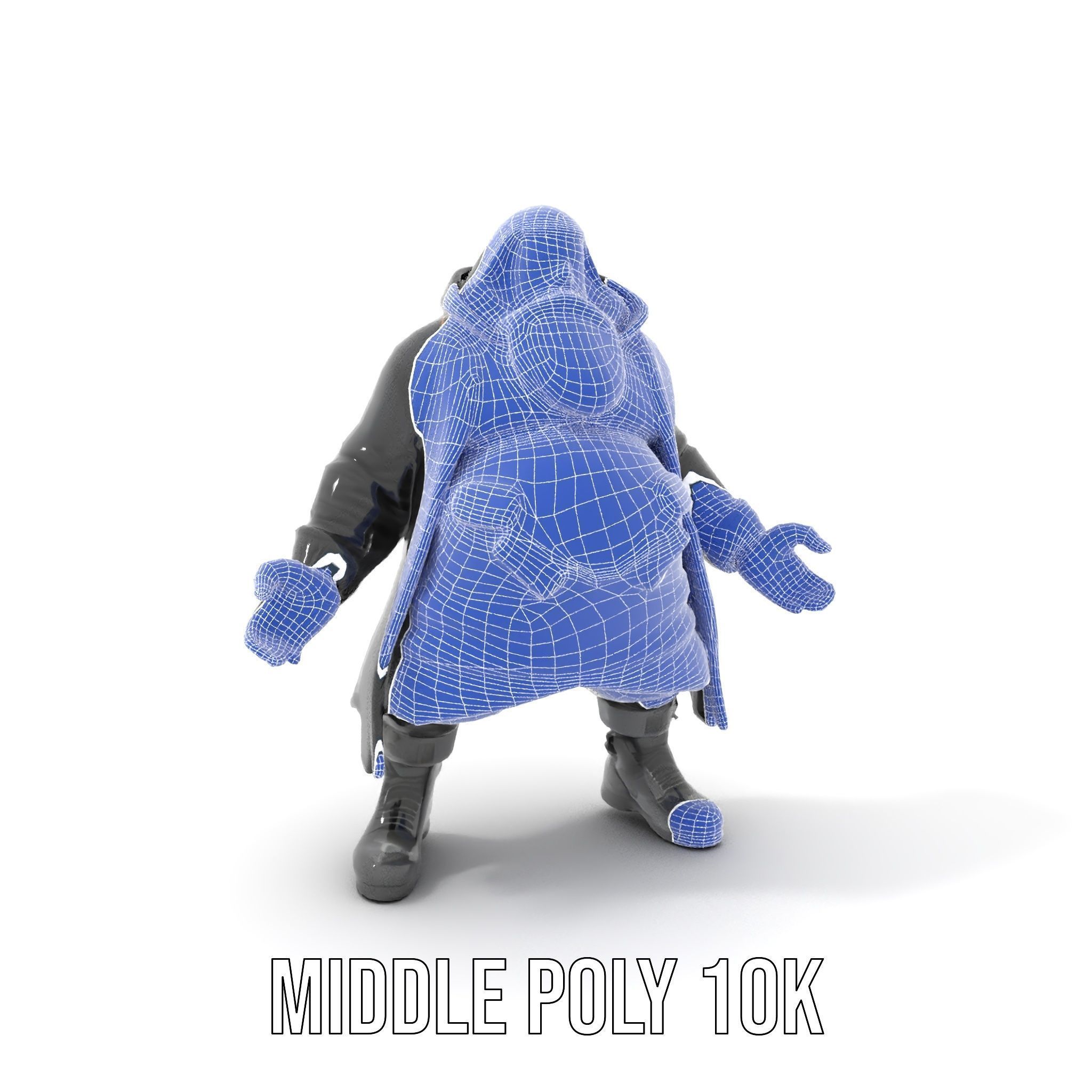 Rigged and Animated Heavyset Hooded Character Model with Beard Low-poly 3D model_22