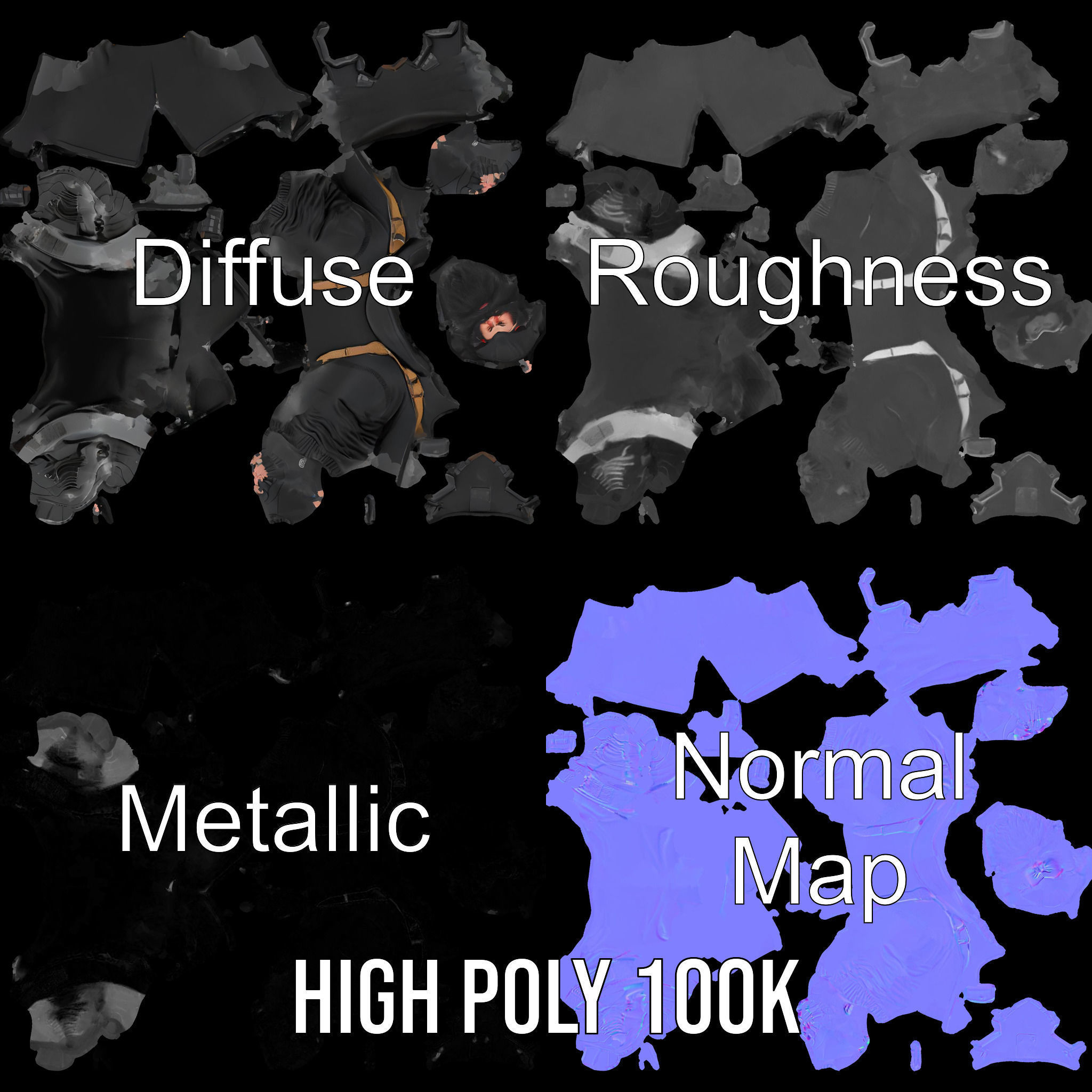 Rigged and Animated Heavyset Hooded Character Model with Beard Low-poly 3D model_4