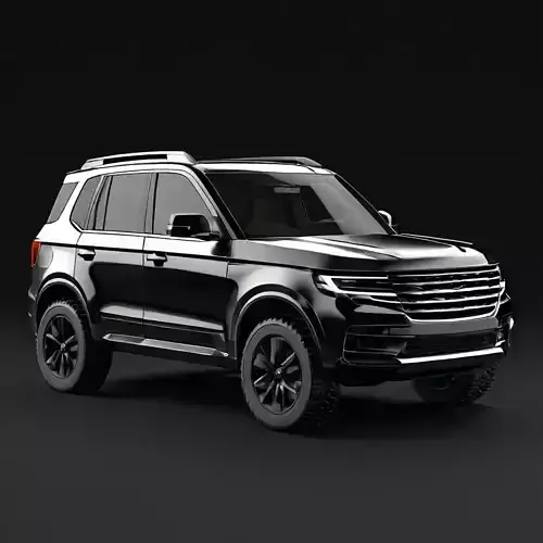 Realistic Black SUV 3D Model Low-poly 3D model