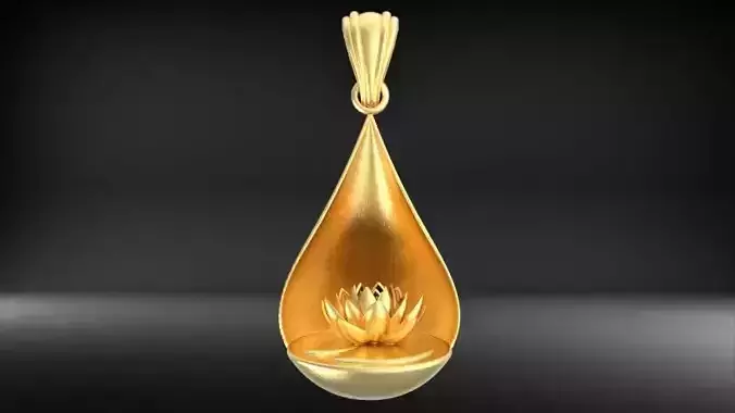  Blooming Lotus Teardrop Pendant Charm Jewelry