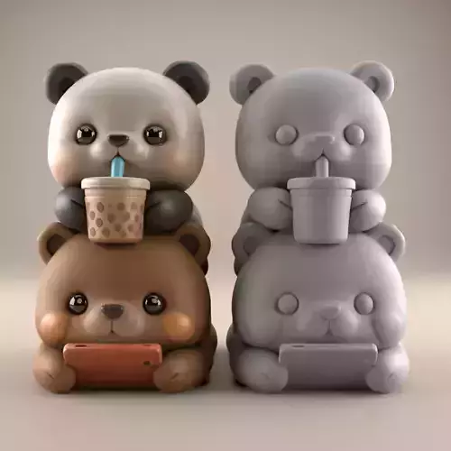 Cute Bear Stack 3D STL File for Print Decor