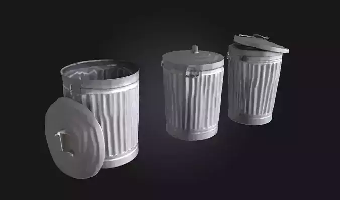 Trash Cans Trio  Urban Waste Management Set 3D model