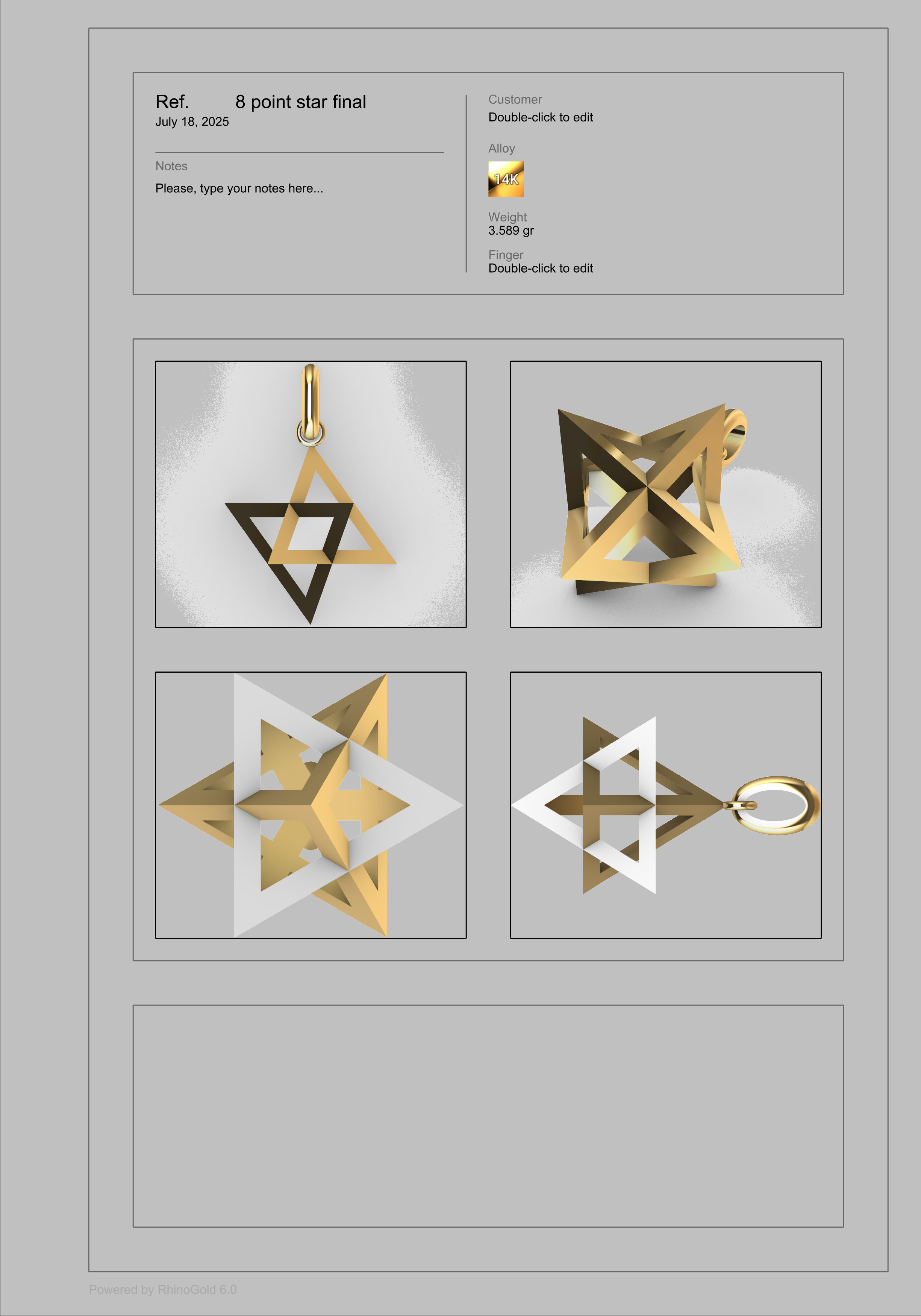 3D 8 Pointed North Star Pendant Charm Necklace Jewelry 3D print model_32