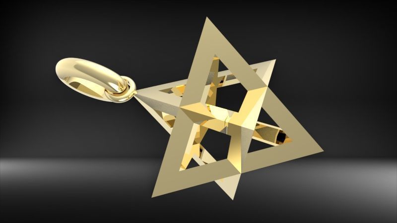 3D 8 Pointed North Star Pendant Charm Necklace Jewelry 3D print model_15