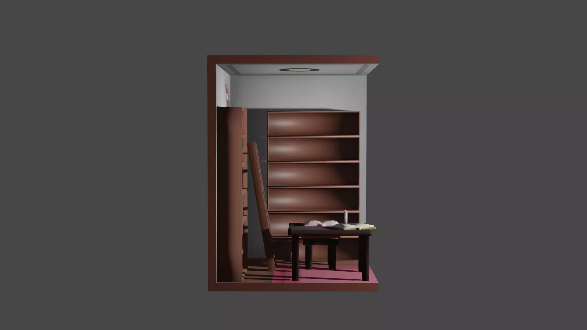PS1 Styled Low-poly Library With Cracked Wall Low-poly 3D model_2