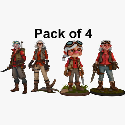 PACK OF 4 Desert Nomad Elder Explorer 3D Character Model 3D Model Collection