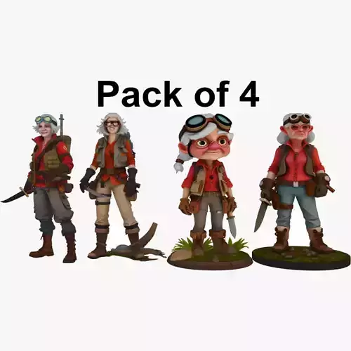 PACK OF 4 Desert Nomad Elder Explorer 3D Character Model 3D Model Collection