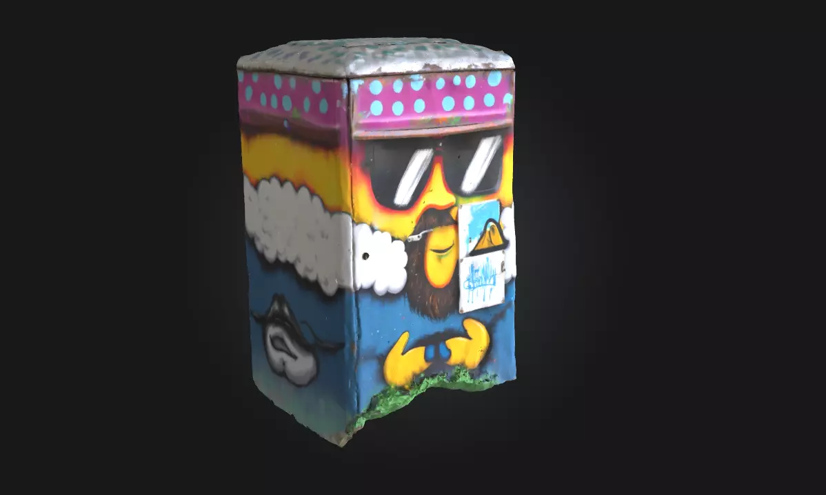 Power Box Art with Sunglasses Urban Cool Meets Industrial Vibe 3D model