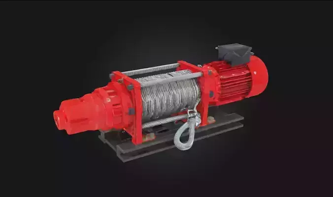 Red Industrial Winch  Heavy Duty Lifting Equipment