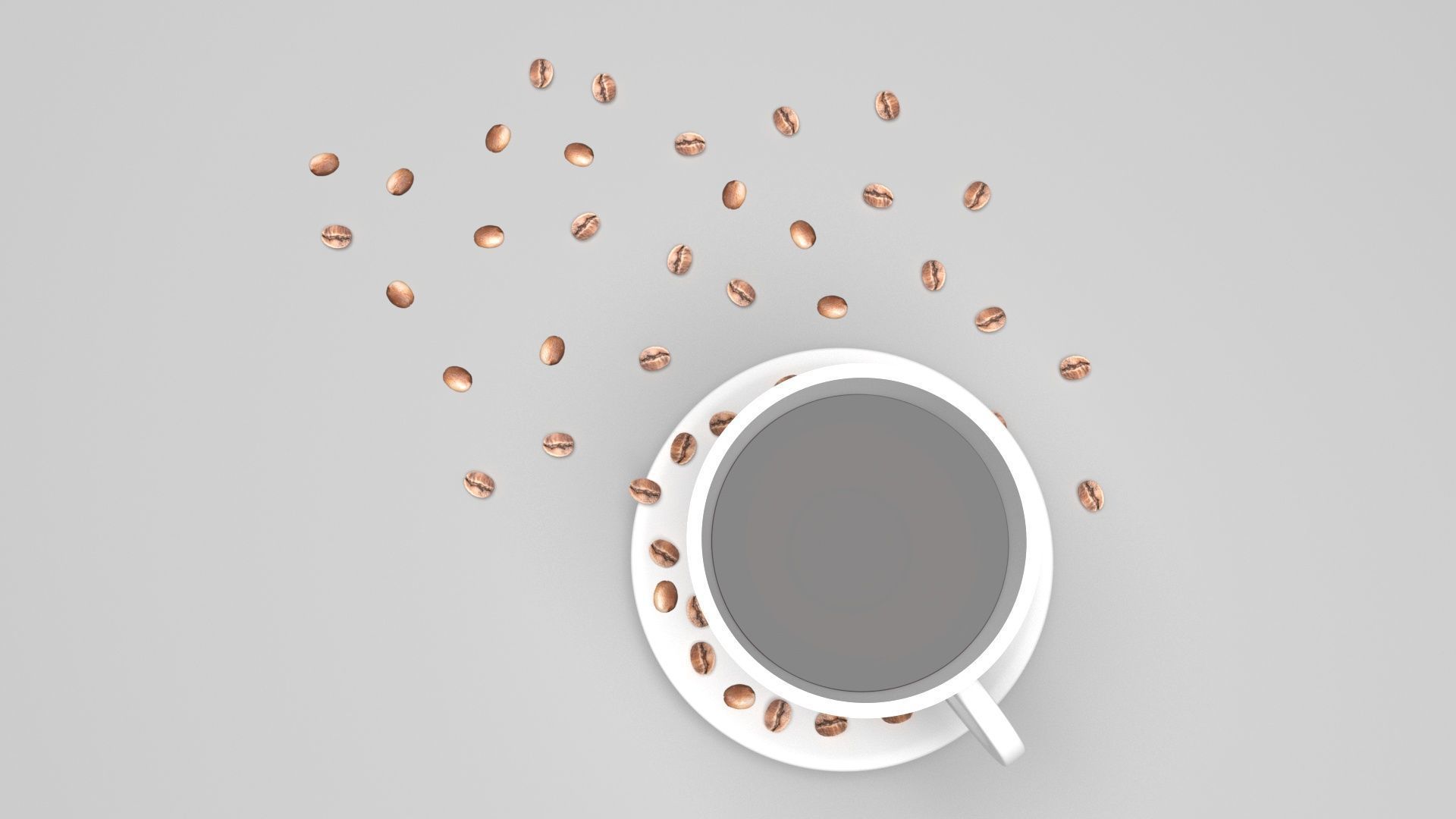 Cup of Coffee With Coffee Beans 3D model_3